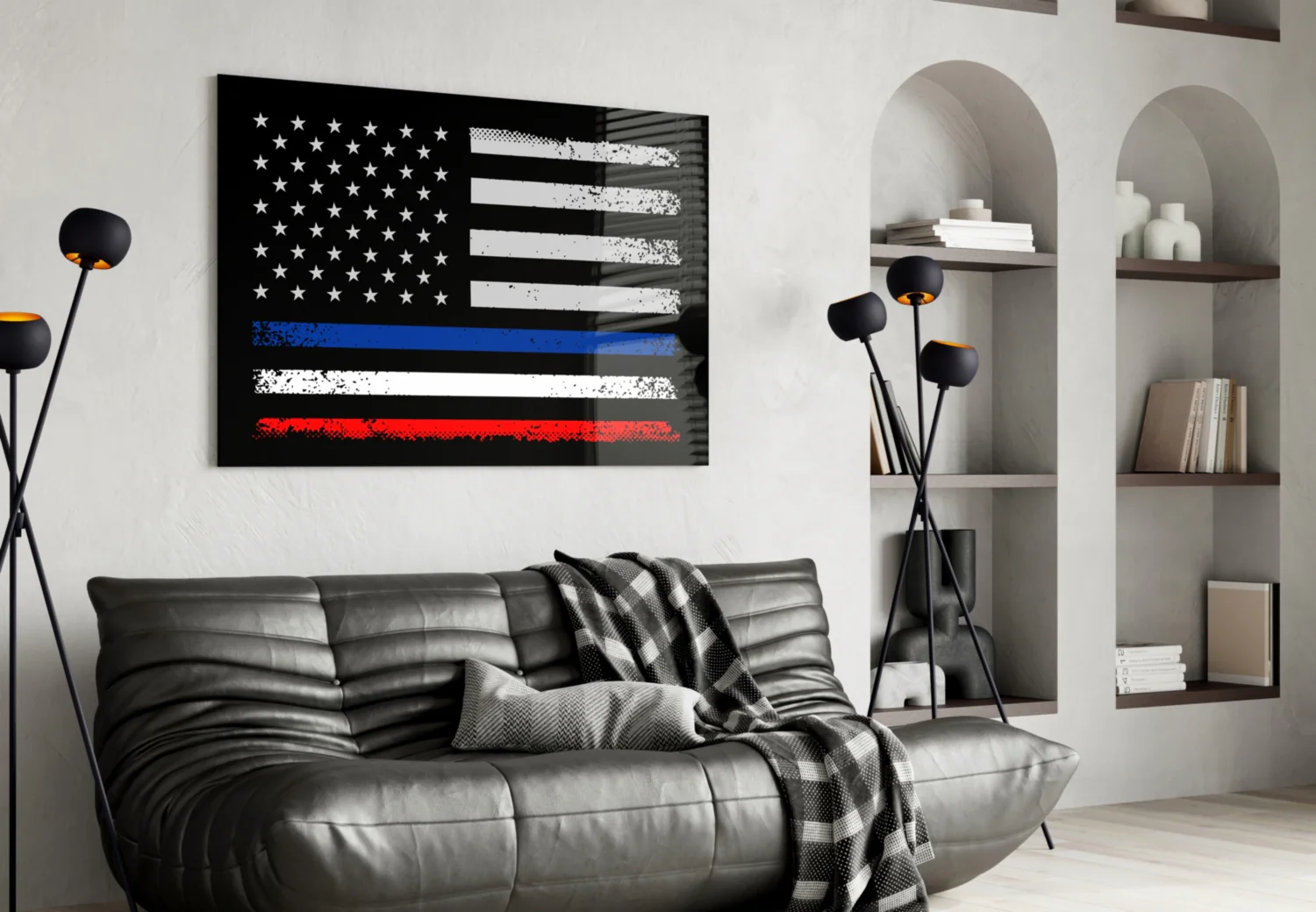 USA-France Flag Glass Wall Art || Designer Collection - Image 5