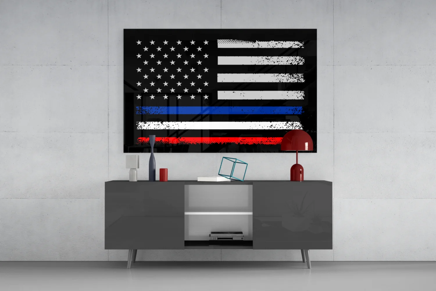 USA-France Flag Glass Wall Art || Designer Collection - Image 9