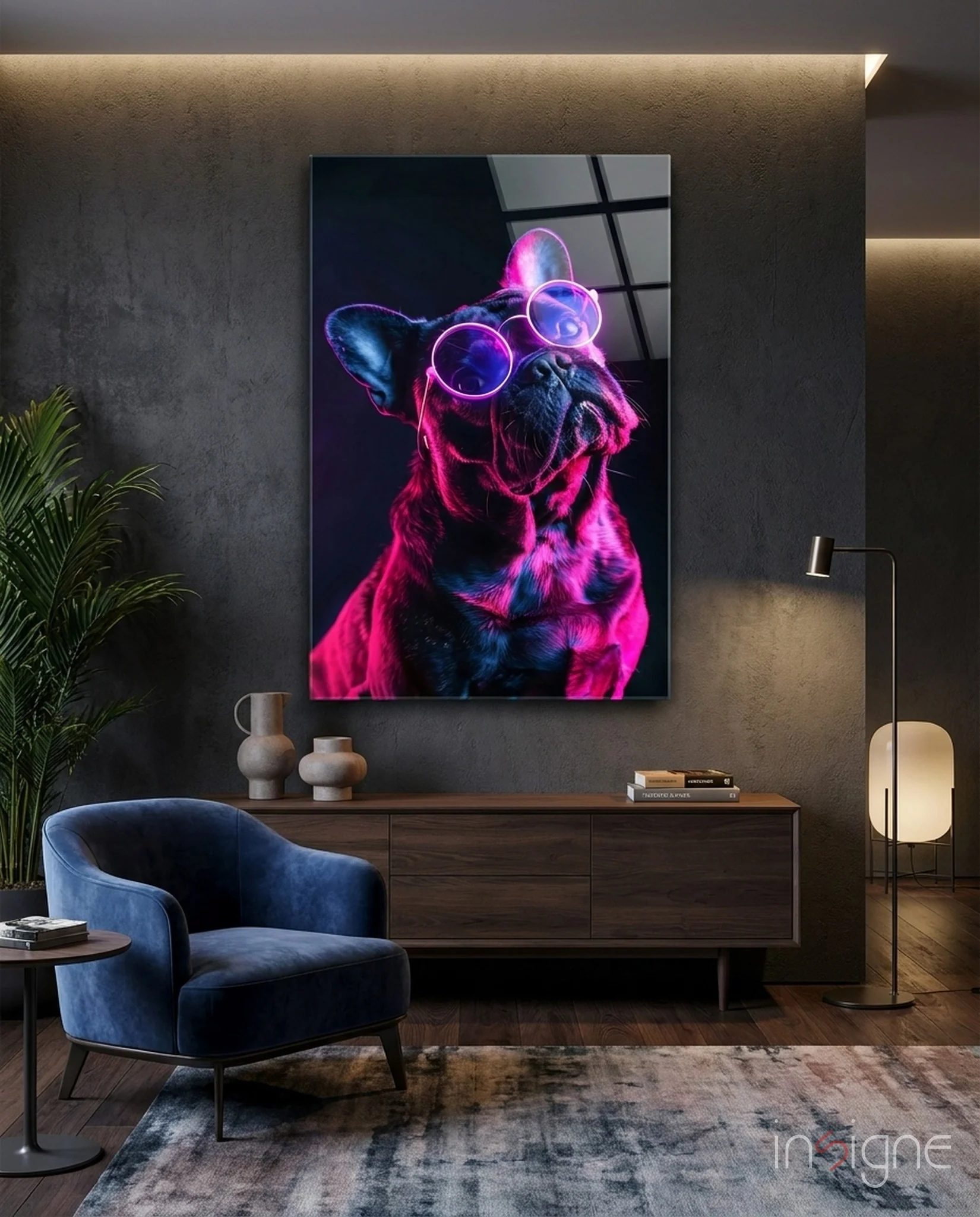 Dog with Glasses Glass Wall Art || Designer Collection