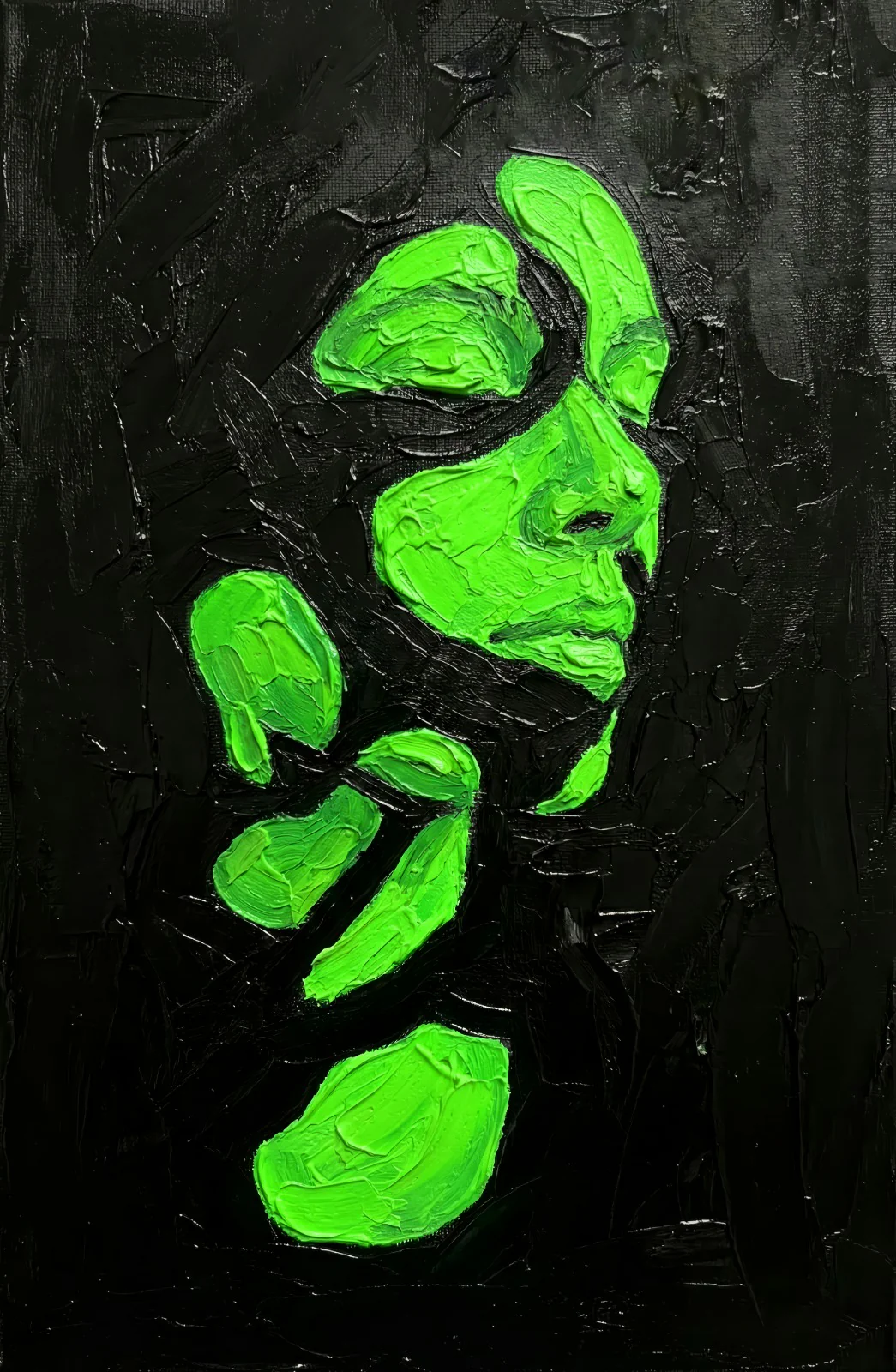 Emerald Silence – 3D Haptic Embossed High-Gloss Luxury Wall Art