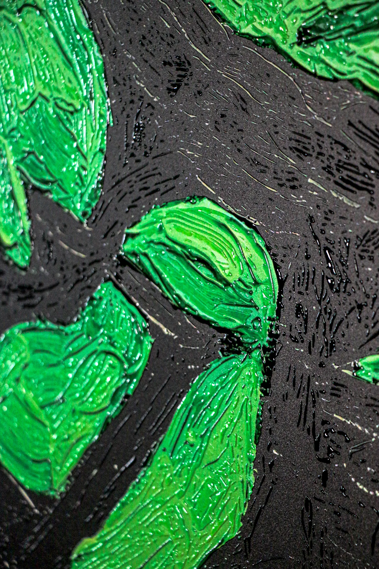 Emerald Silence – 3D Haptic Embossed High-Gloss Luxury Wall Art - Image 5
