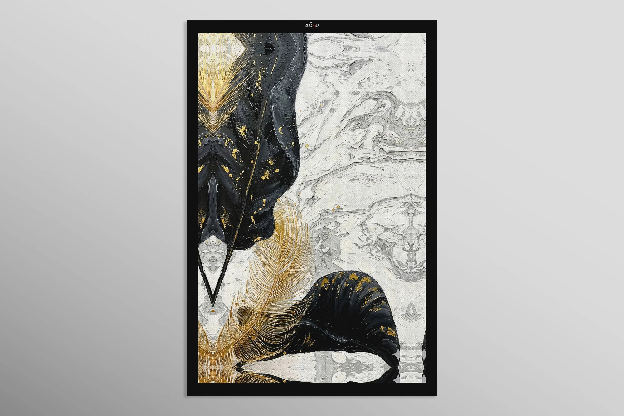 Gilded Leaf & Feather Reverie — 3D Haptic Embossed High-Gloss Luxury Wall Art - Image 18