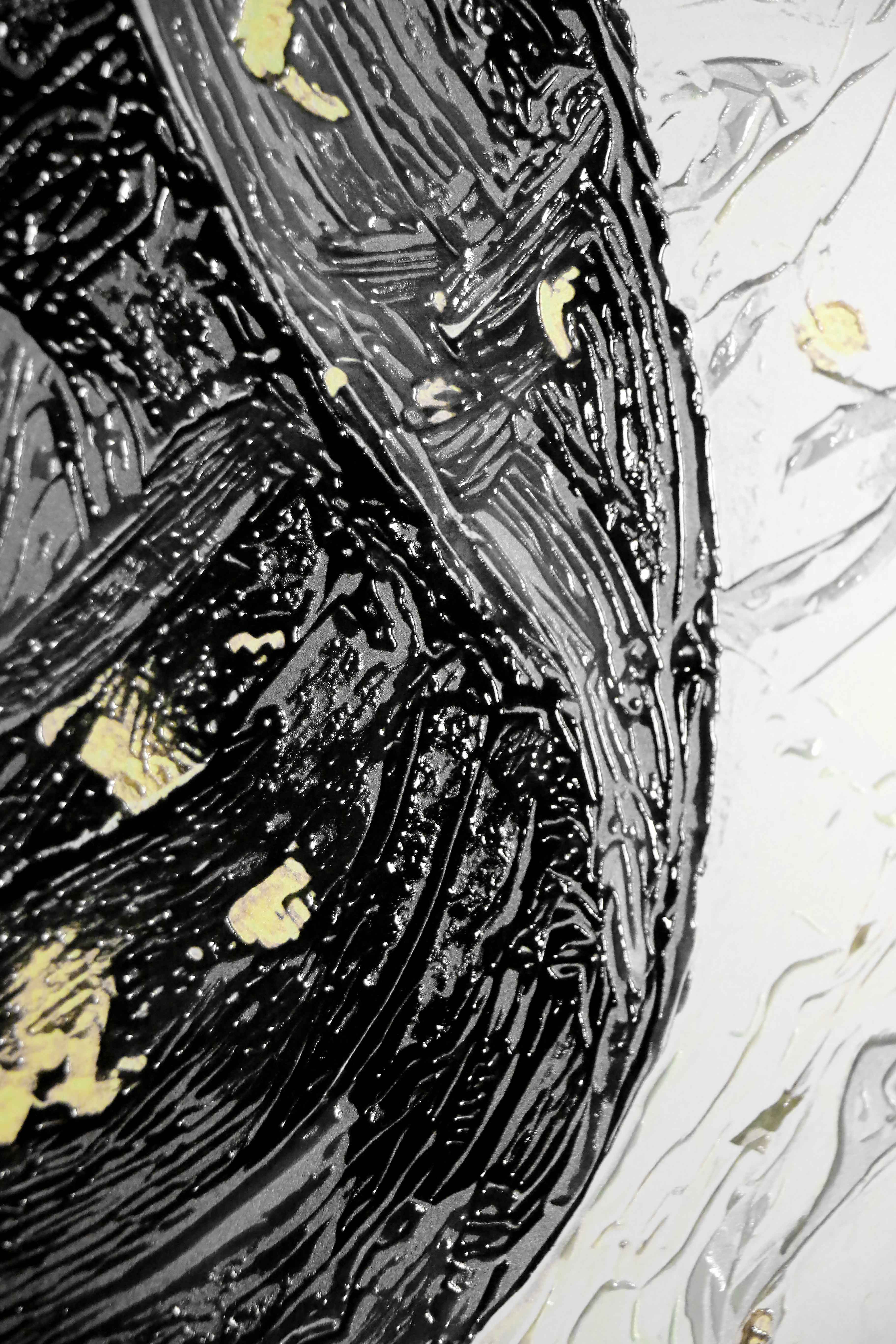 Gilded Leaf & Feather Reverie — 3D Haptic Embossed High-Gloss Luxury Wall Art - Image 3