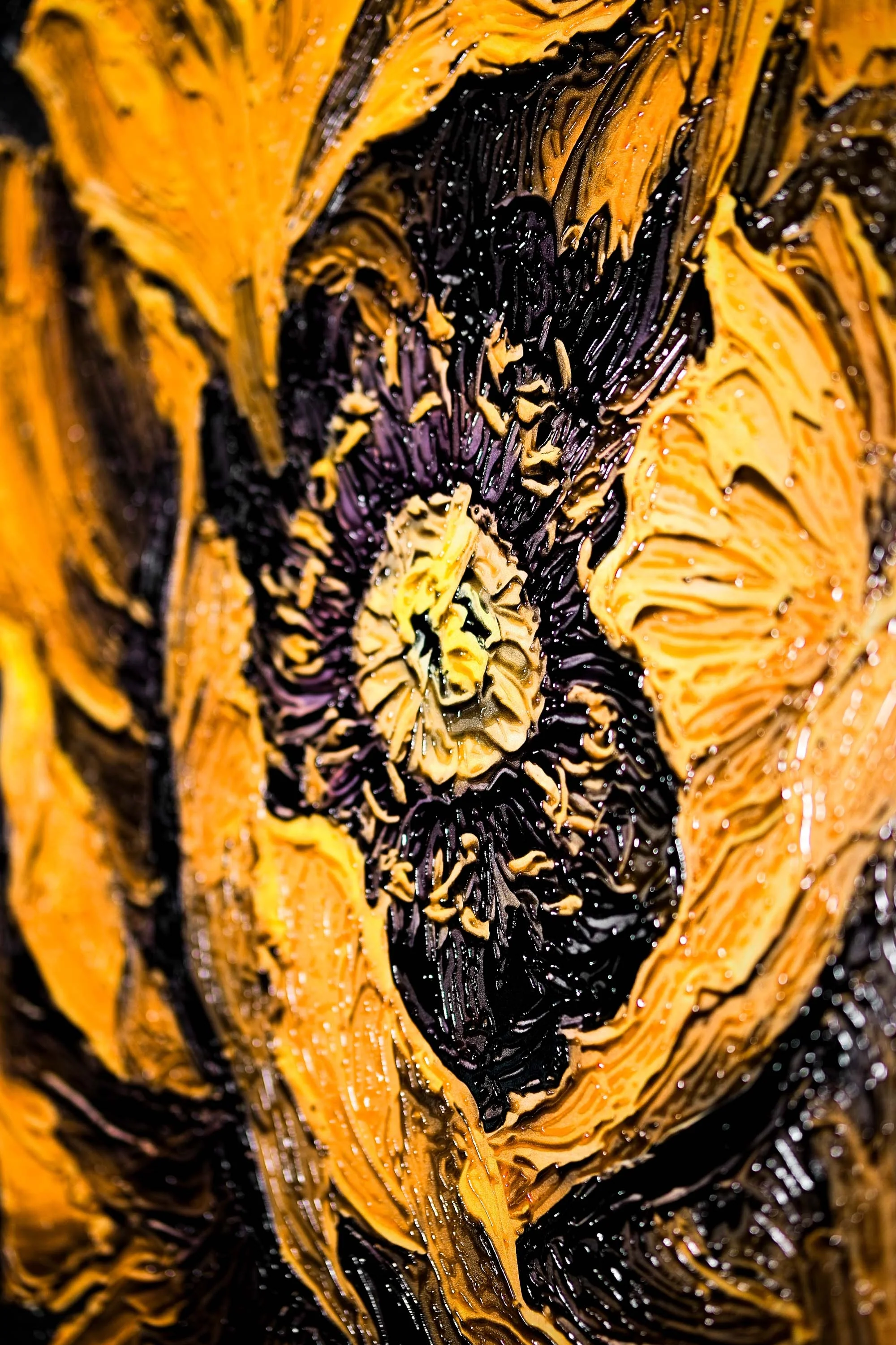 Gilded Obsidian Bloom — 3D Haptic Embossed High-Gloss Luxury Wall Art - Image 3