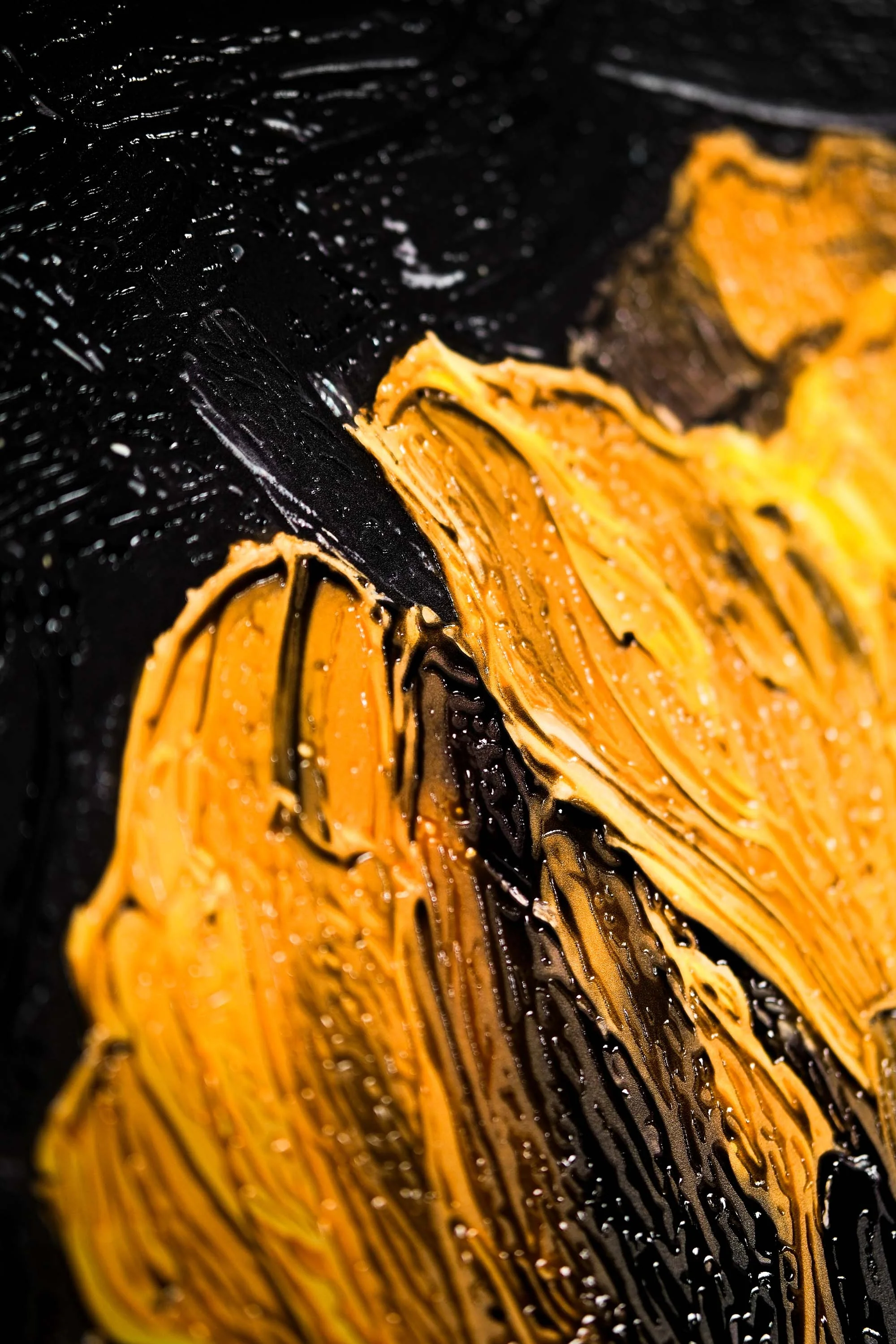 Gilded Obsidian Bloom — 3D Haptic Embossed High-Gloss Luxury Wall Art - Image 6