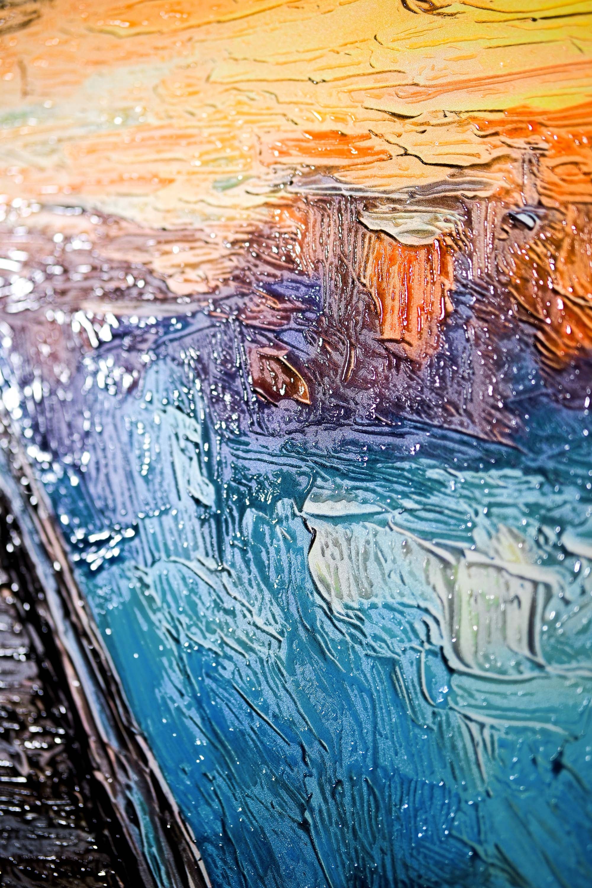 Twilight Pier Reflections — 3D Haptic Embossed High-Gloss Luxury Wall Art - Image 12