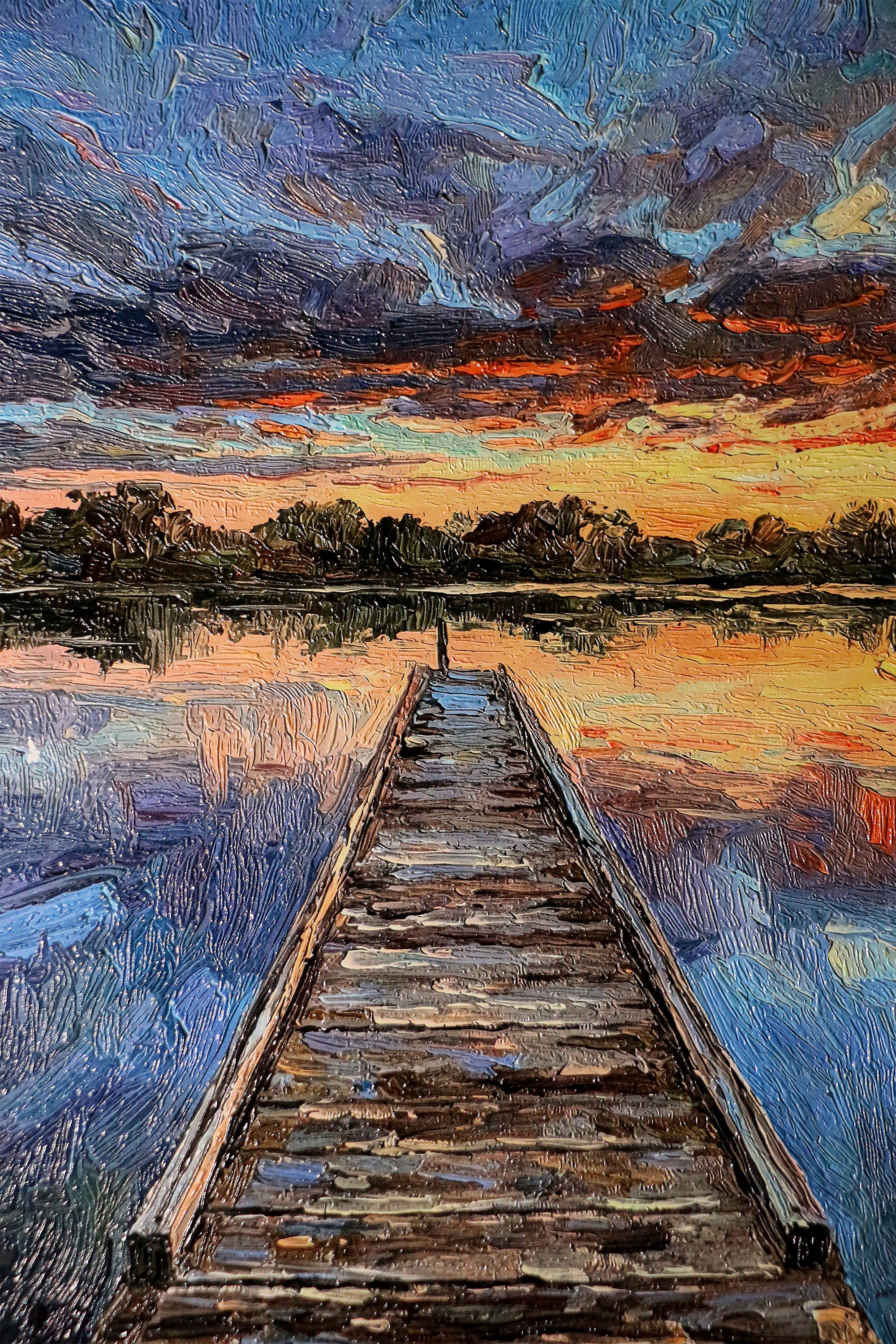 Twilight Pier Reflections — 3D Haptic Embossed High-Gloss Luxury Wall Art - Image 5