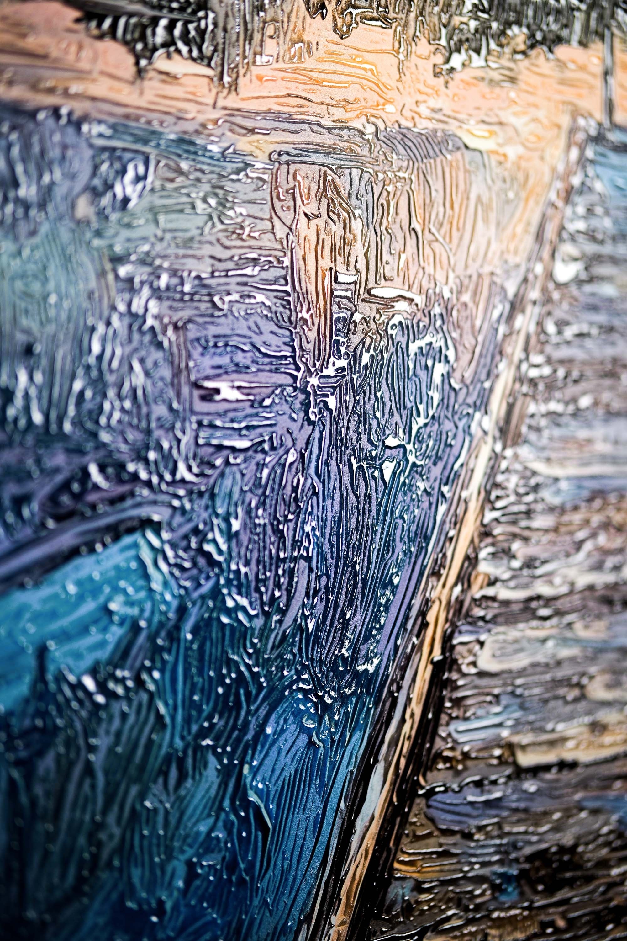Twilight Pier Reflections — 3D Haptic Embossed High-Gloss Luxury Wall Art - Image 8