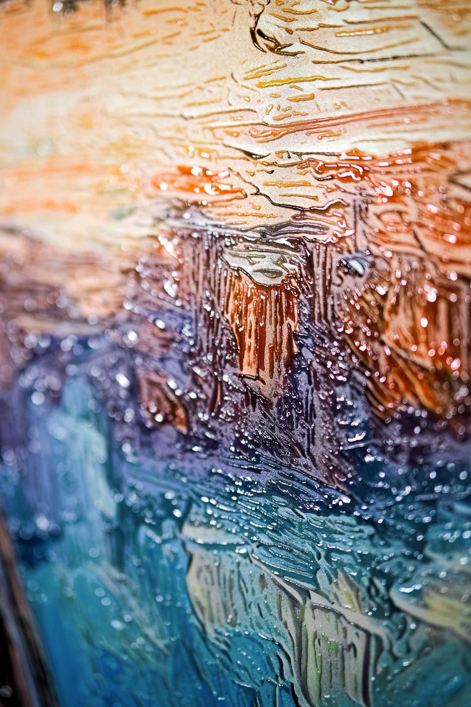 Twilight Pier Reflections — 3D Haptic Embossed High-Gloss Luxury Wall Art - Image 9