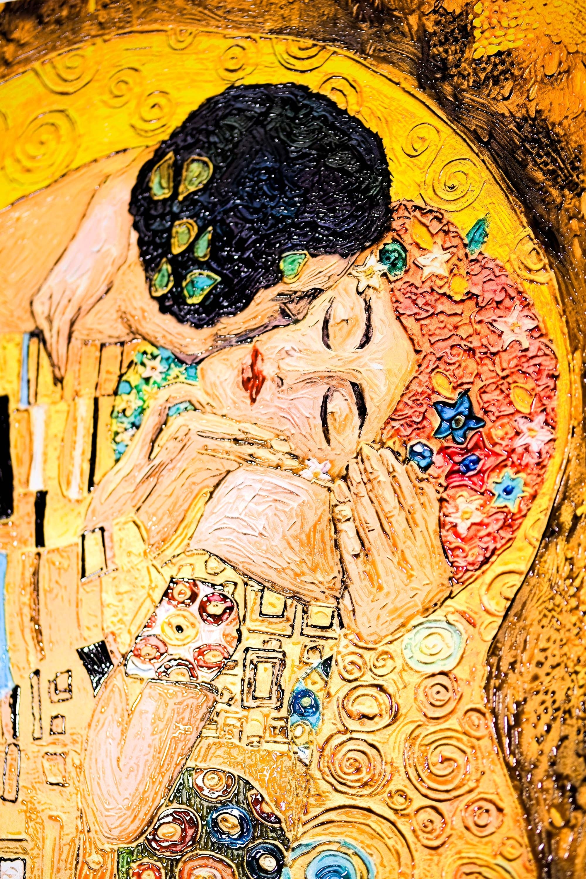 Golden Embrace Reverie — A Textured Tribute to Klimt’s Masterpiece - Image 10