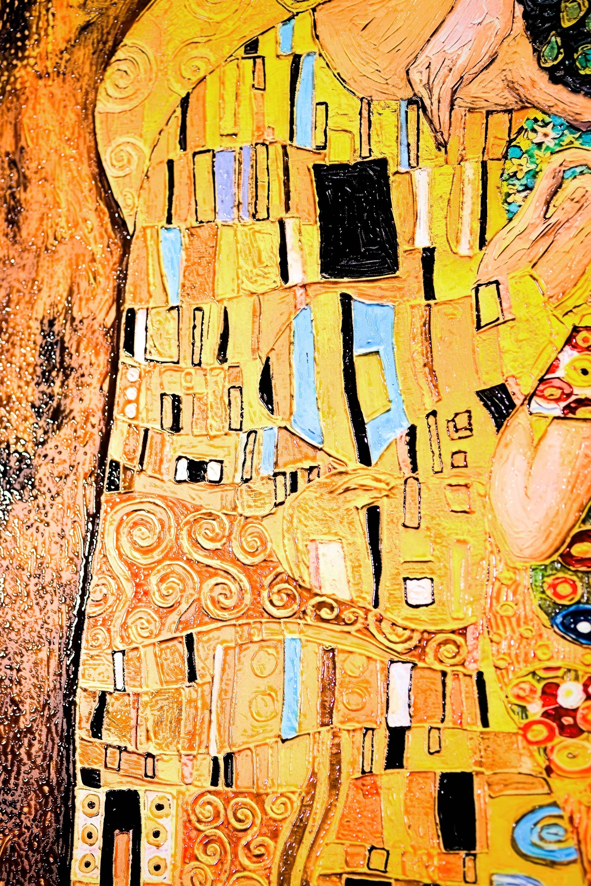 Golden Embrace Reverie — A Textured Tribute to Klimt’s Masterpiece - Image 7