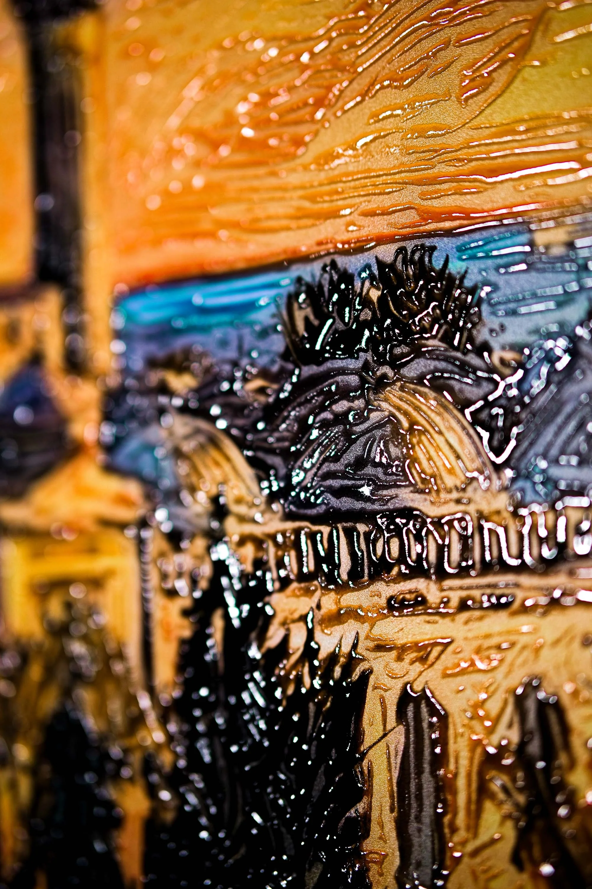 Golden Sunset Serenade: Blue Mosque — 3D Haptic Embossed High-Gloss Luxury Wall Art - Image 3