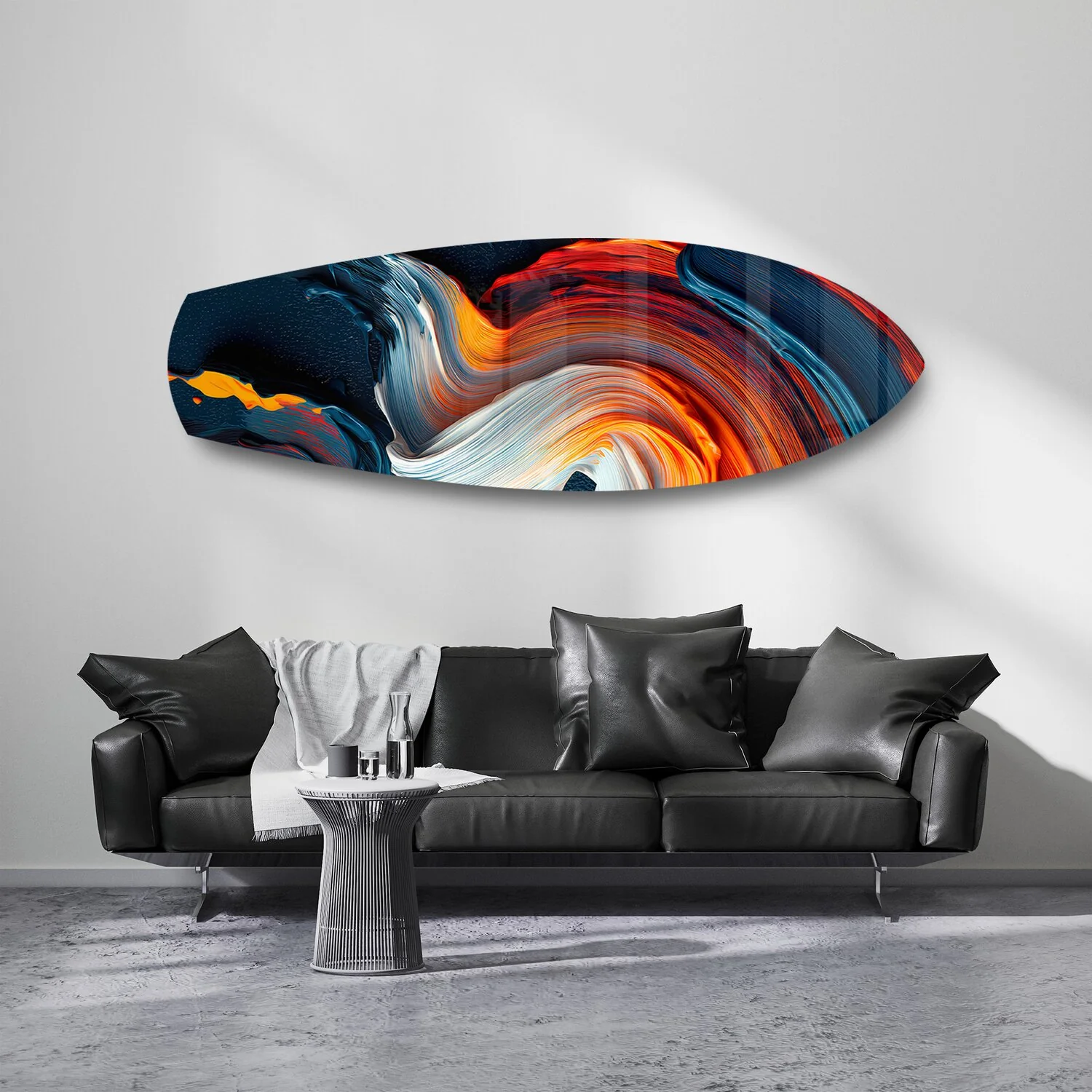 Fire and Ice Paint Swirl Glass Wall Art - Image 7