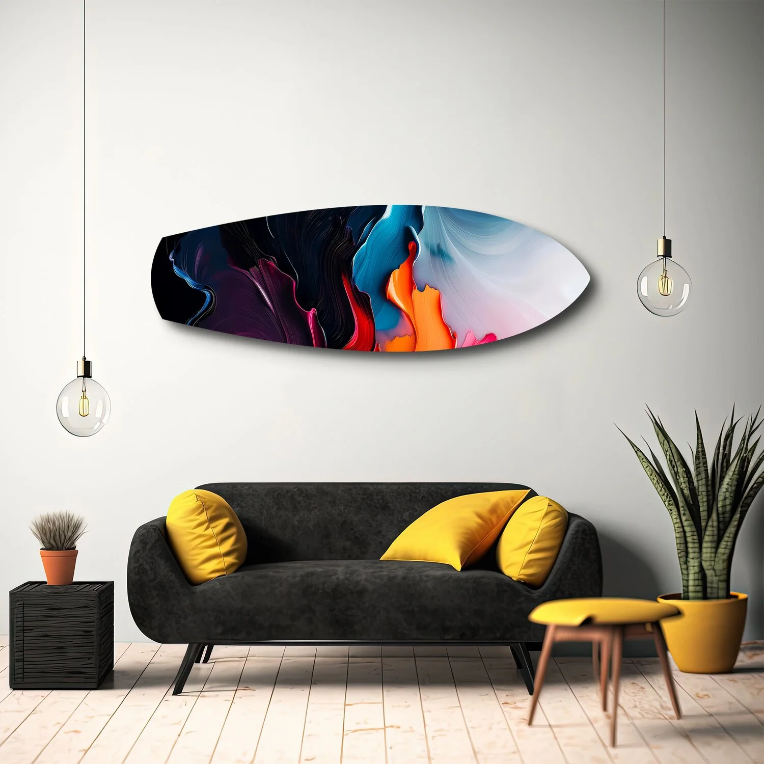 Midnight Bloom Abstract Paint Glass Wall Art - Image 10