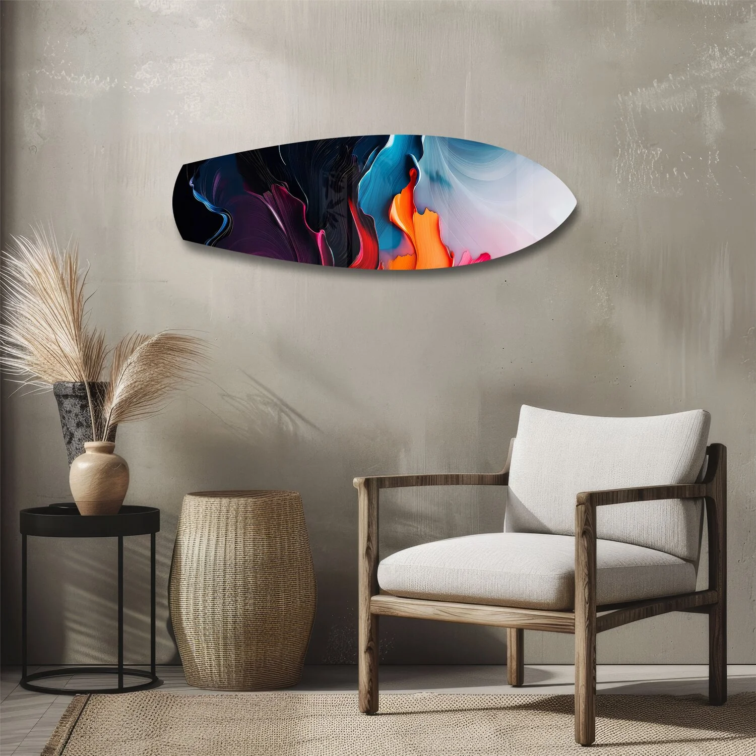 Midnight Bloom Abstract Paint Glass Wall Art - Image 3
