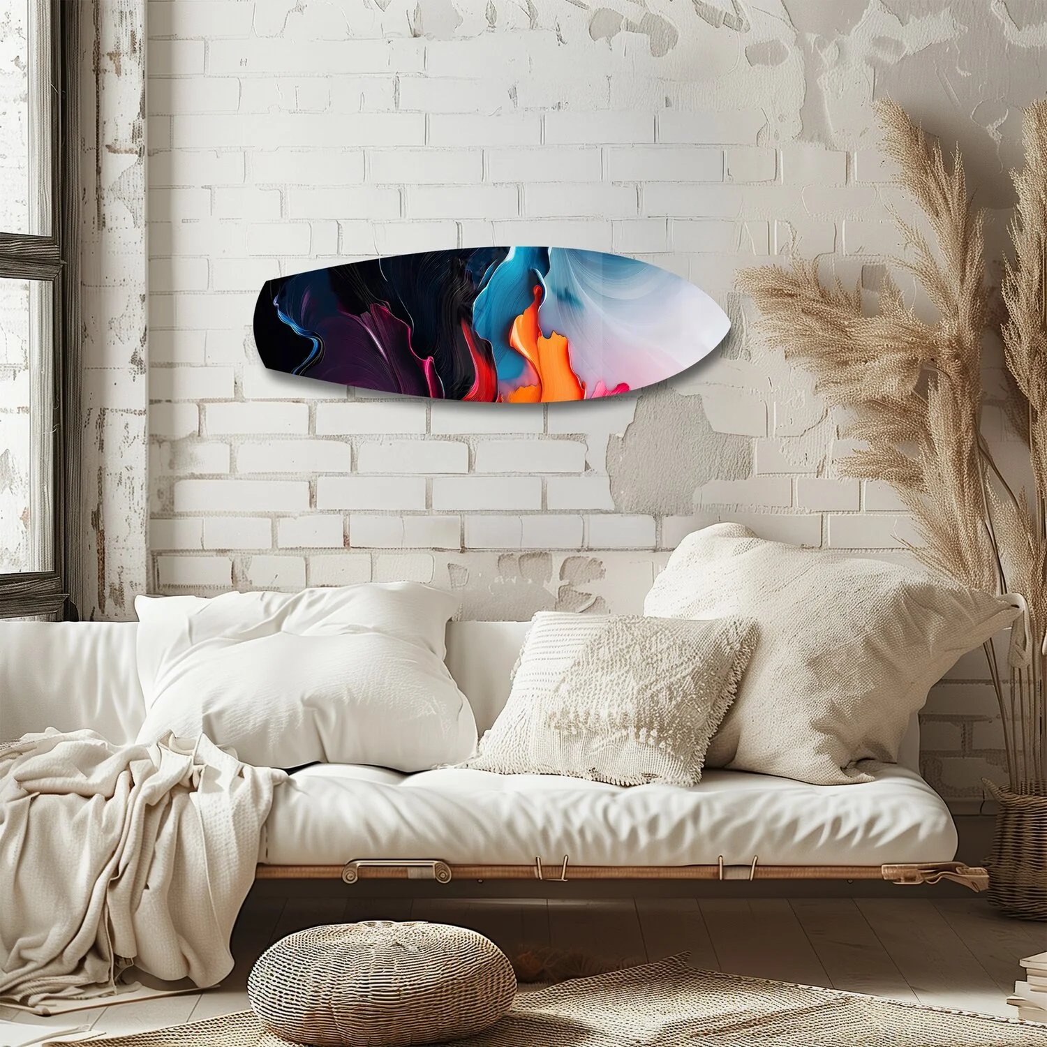 Midnight Bloom Abstract Paint Glass Wall Art - Image 4