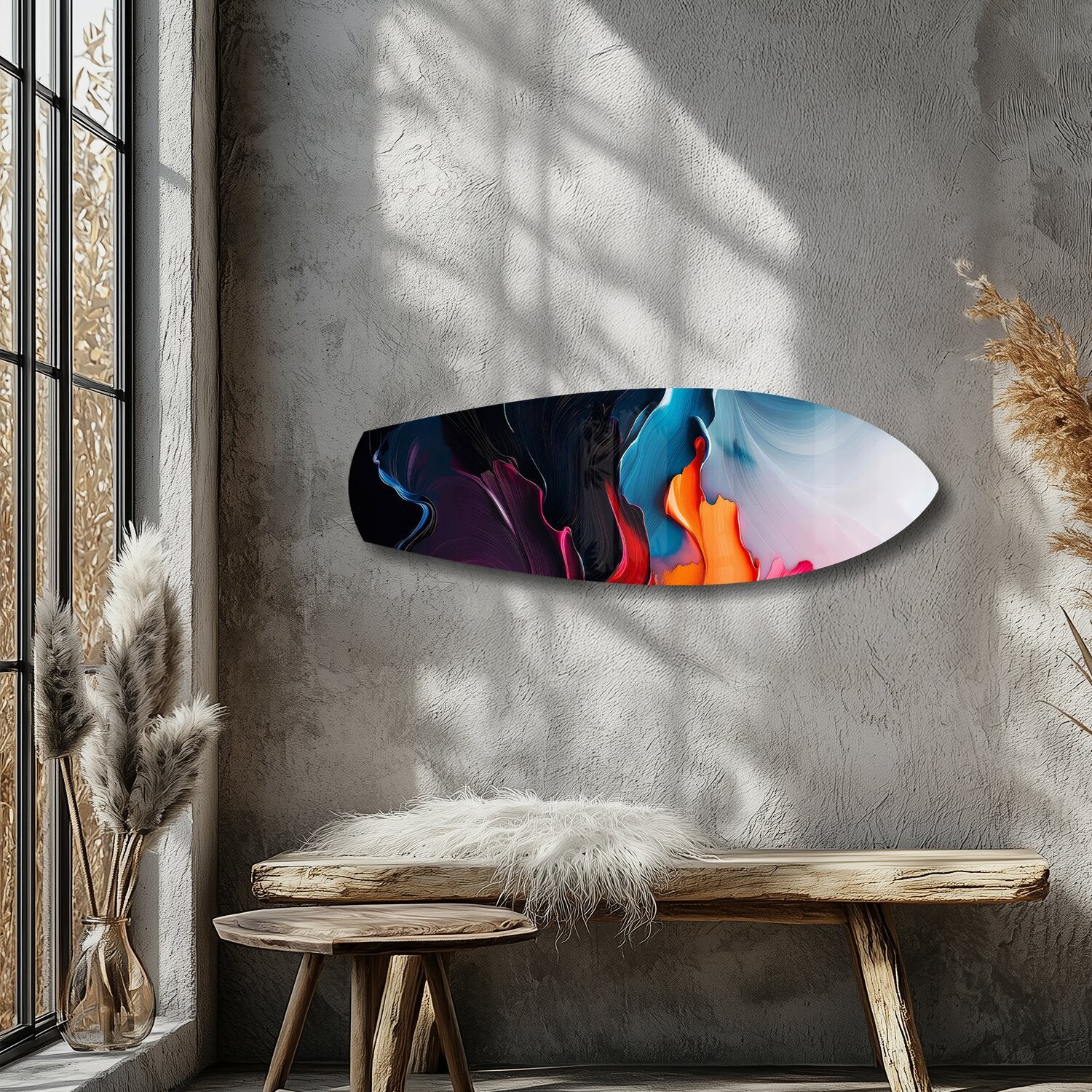 Midnight Bloom Abstract Paint Glass Wall Art - Image 5