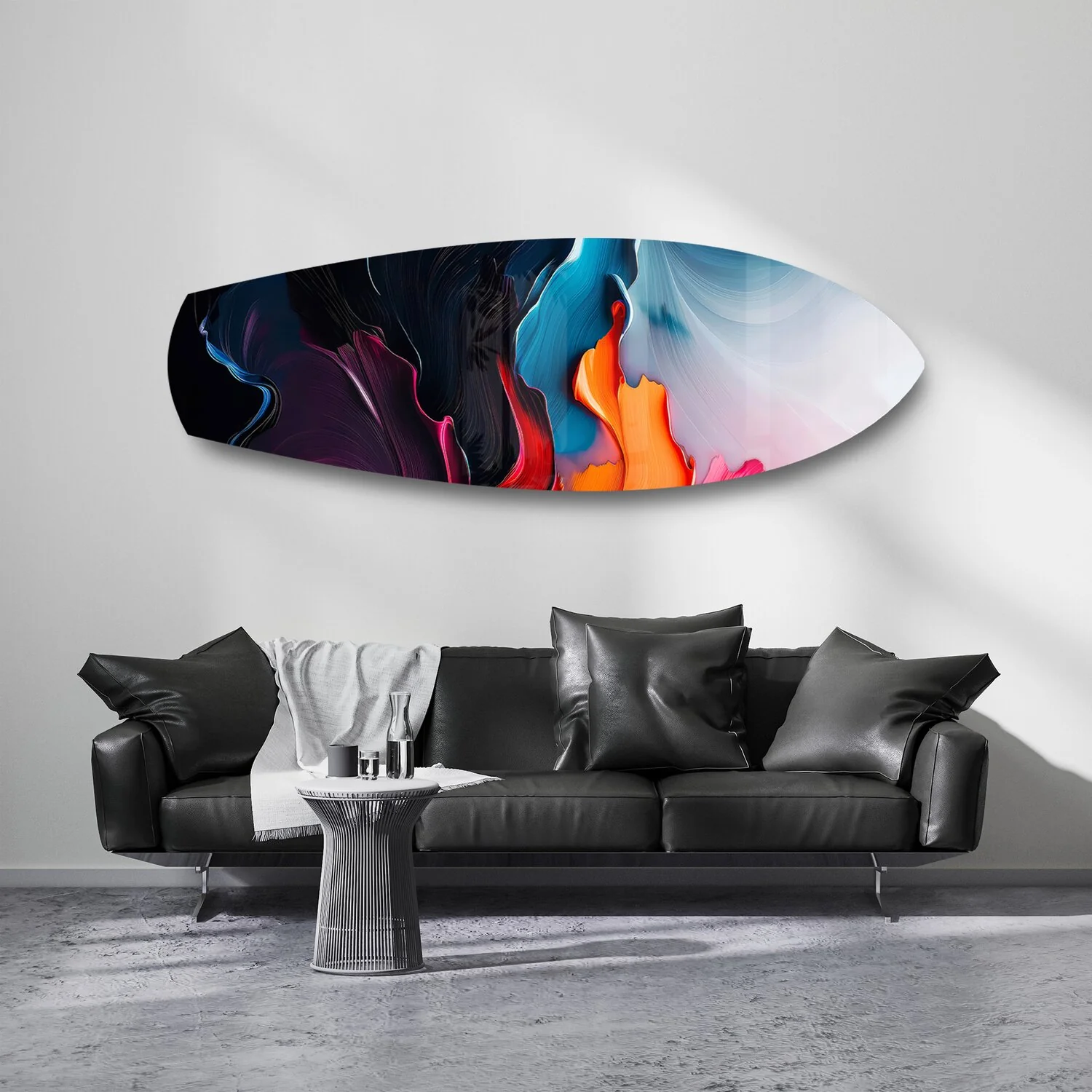 Midnight Bloom Abstract Paint Glass Wall Art - Image 7