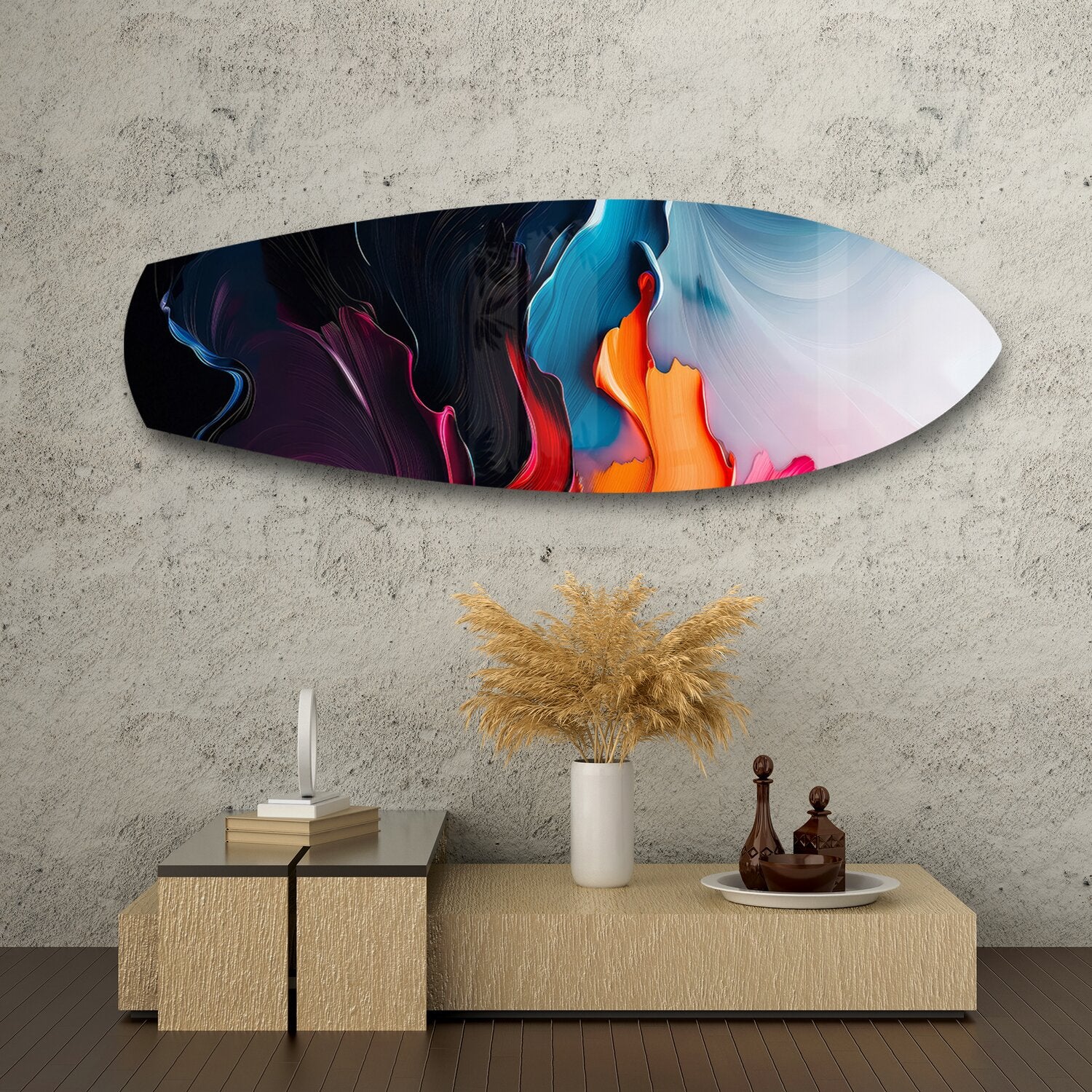 Midnight Bloom Abstract Paint Glass Wall Art - Image 8