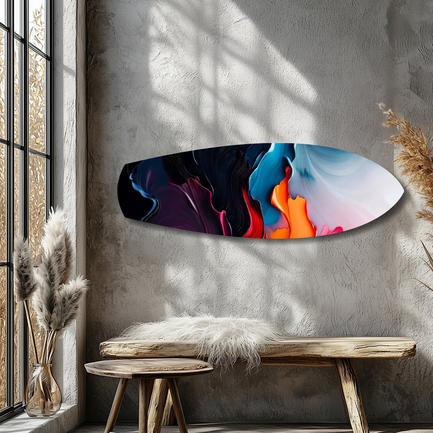 Midnight Bloom Abstract Paint Glass Wall Art - Image 9
