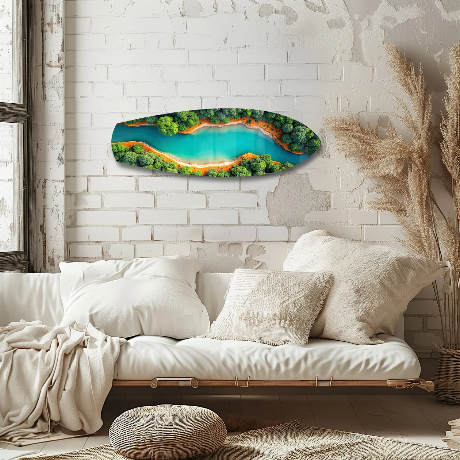 Aerial River Forest Landscape Glass Wall Art - Image 4