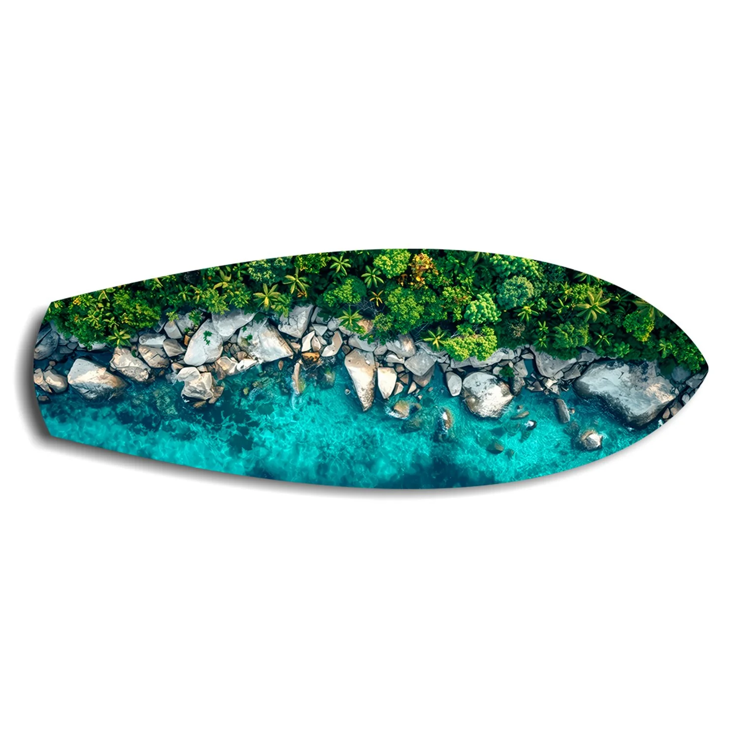 Tropical Lagoon Aerial Beach Glass Wall Art