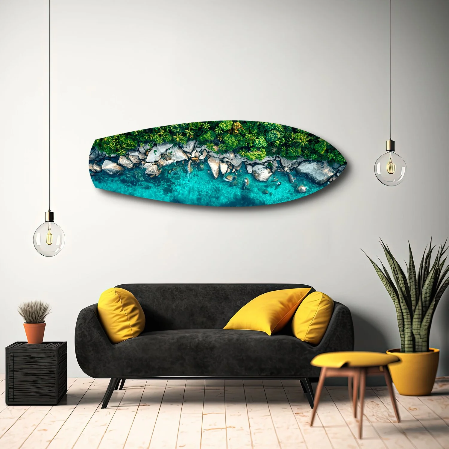 Tropical Lagoon Aerial Beach Glass Wall Art - Image 10