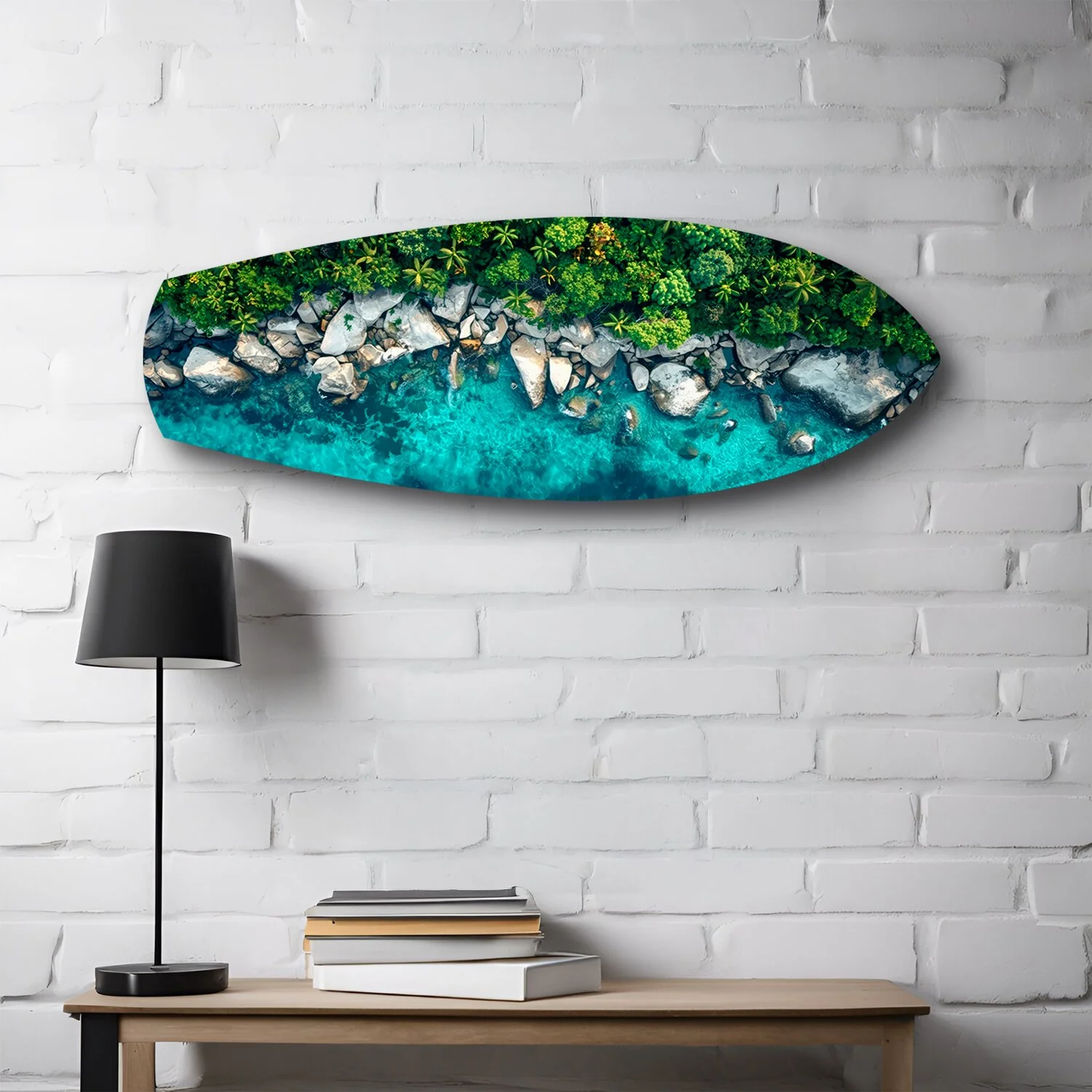 Tropical Lagoon Aerial Beach Glass Wall Art - Image 2