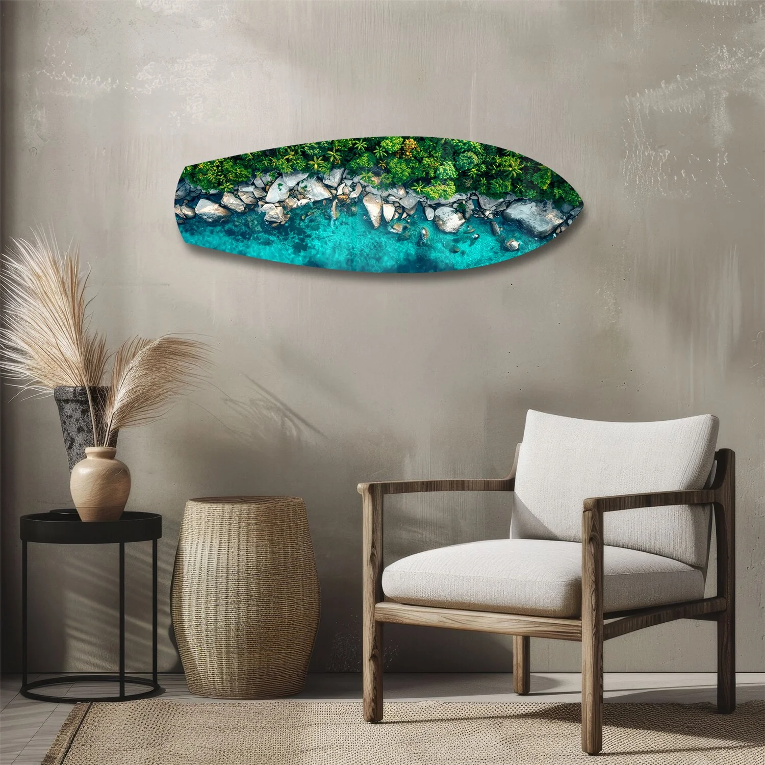Tropical Lagoon Aerial Beach Glass Wall Art - Image 3