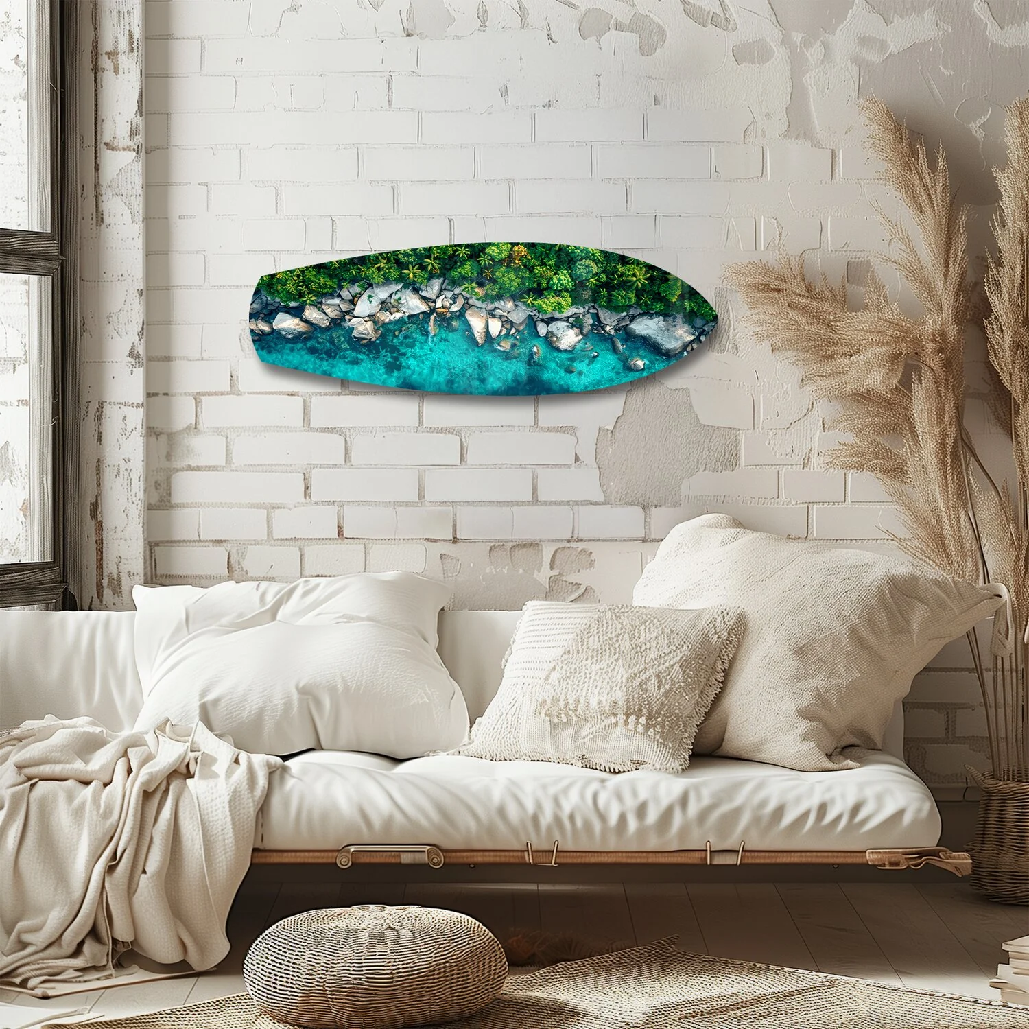 Tropical Lagoon Aerial Beach Glass Wall Art - Image 4