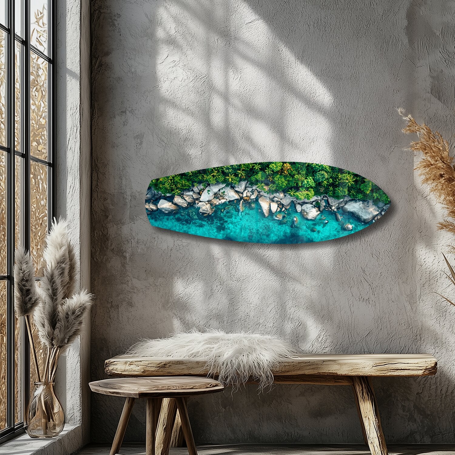 Tropical Lagoon Aerial Beach Glass Wall Art - Image 5