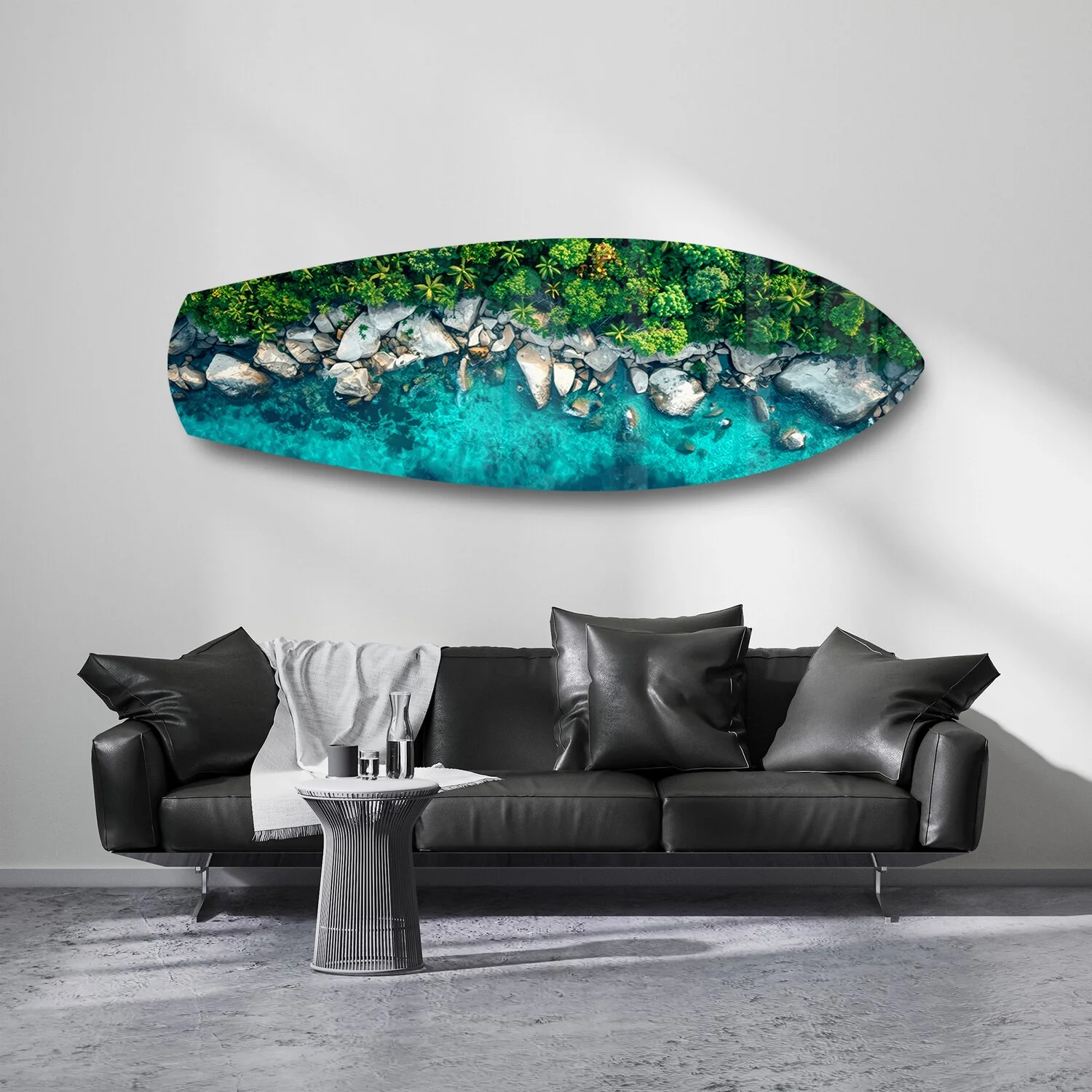 Tropical Lagoon Aerial Beach Glass Wall Art - Image 7