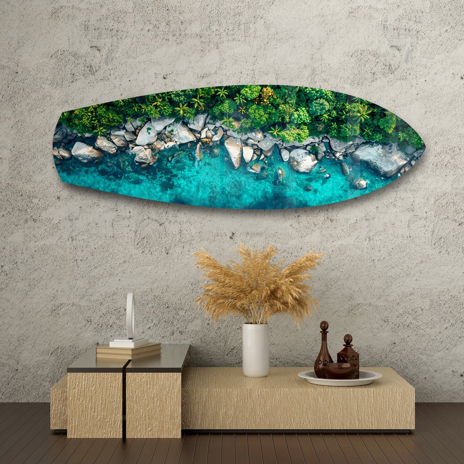 Tropical Lagoon Aerial Beach Glass Wall Art - Image 8