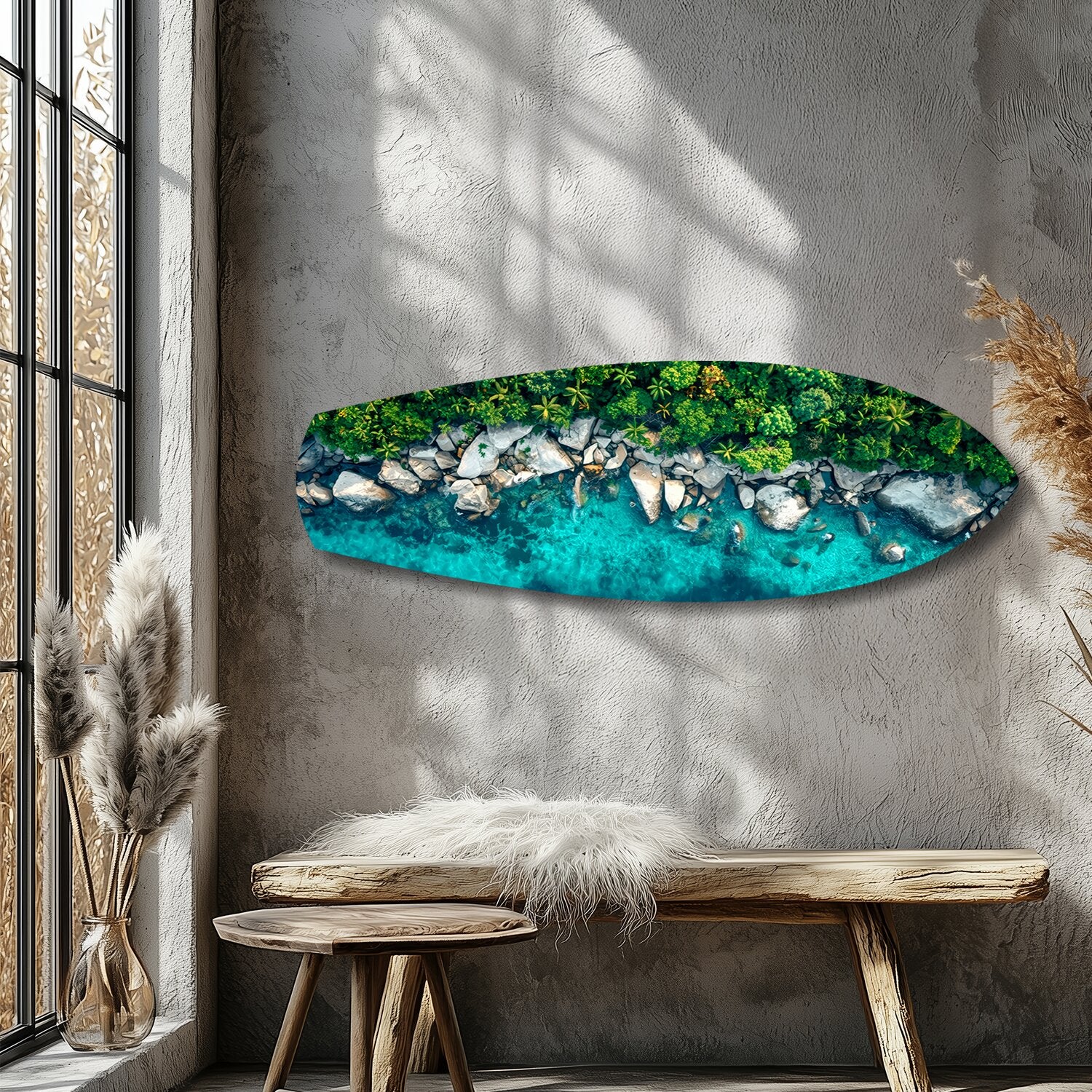 Tropical Lagoon Aerial Beach Glass Wall Art - Image 9