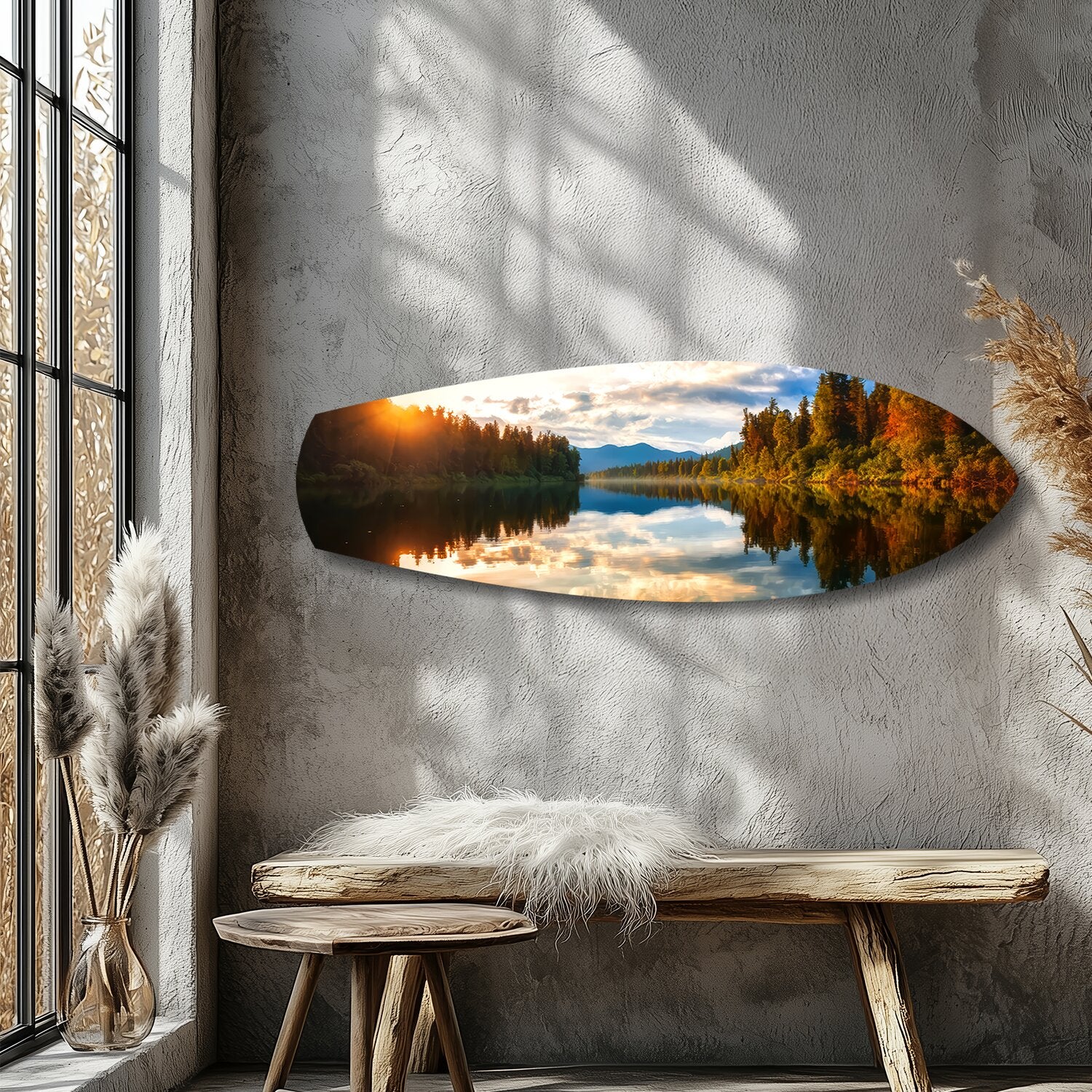 Lakeside Sunset Mirror Landscape Glass Wall Art - Image 9