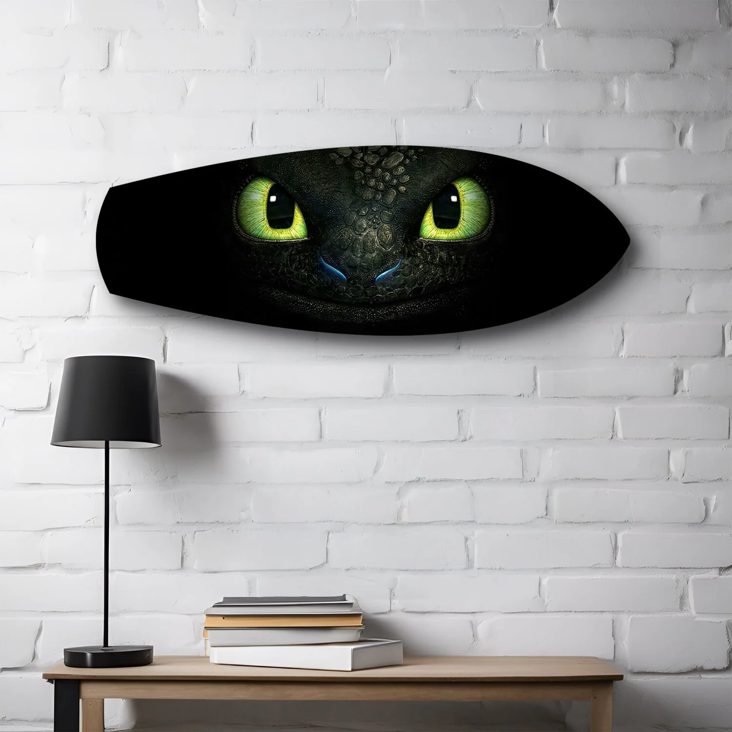 Black Dragon Green Eyes Glass Wall Art - Image 2