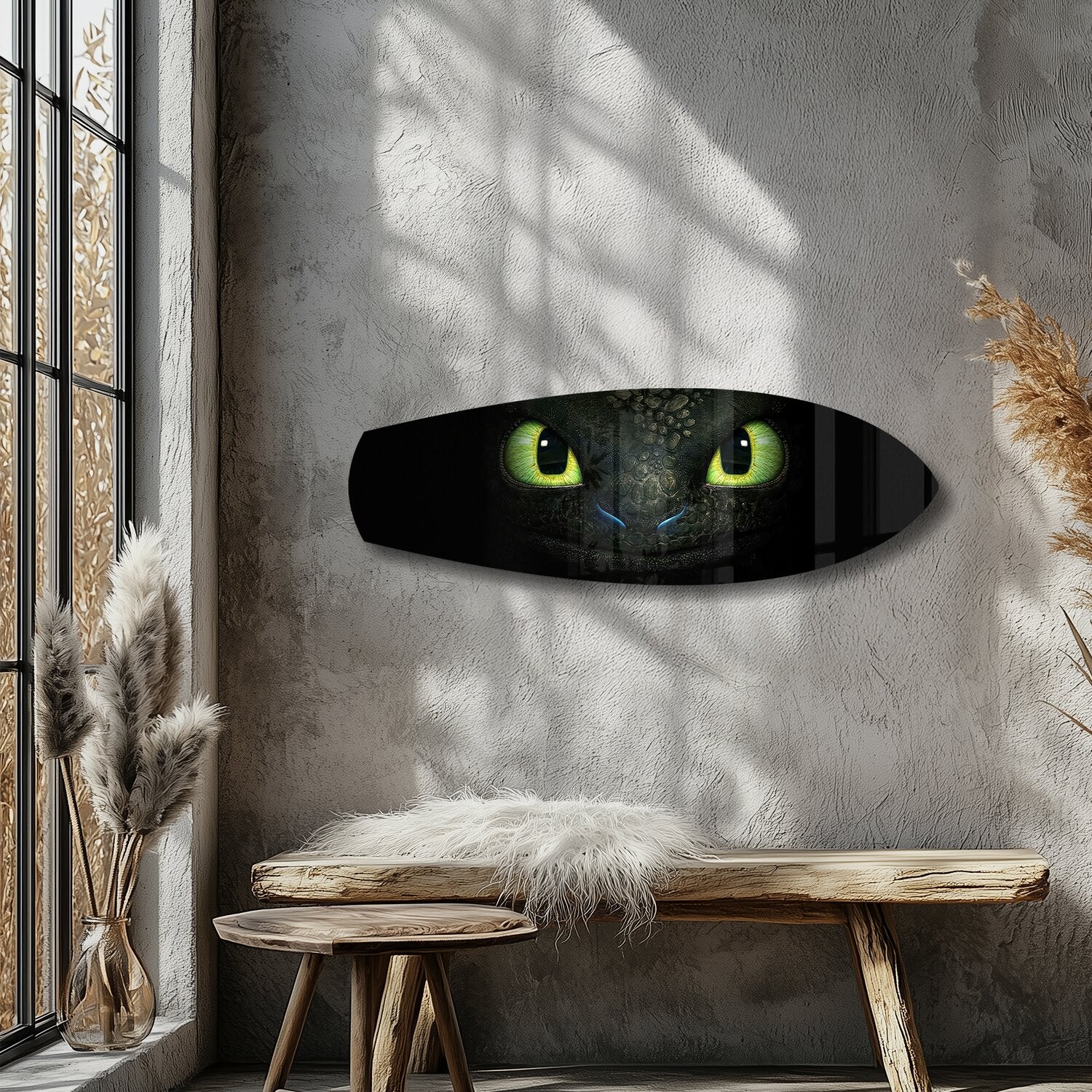 Black Dragon Green Eyes Glass Wall Art - Image 5