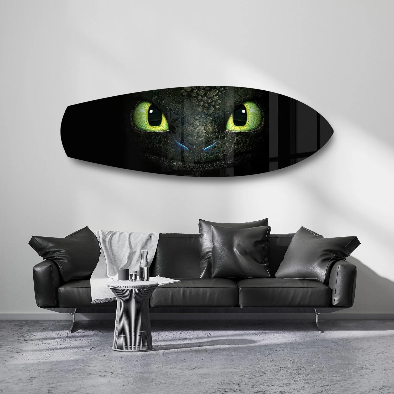 Black Dragon Green Eyes Glass Wall Art - Image 7