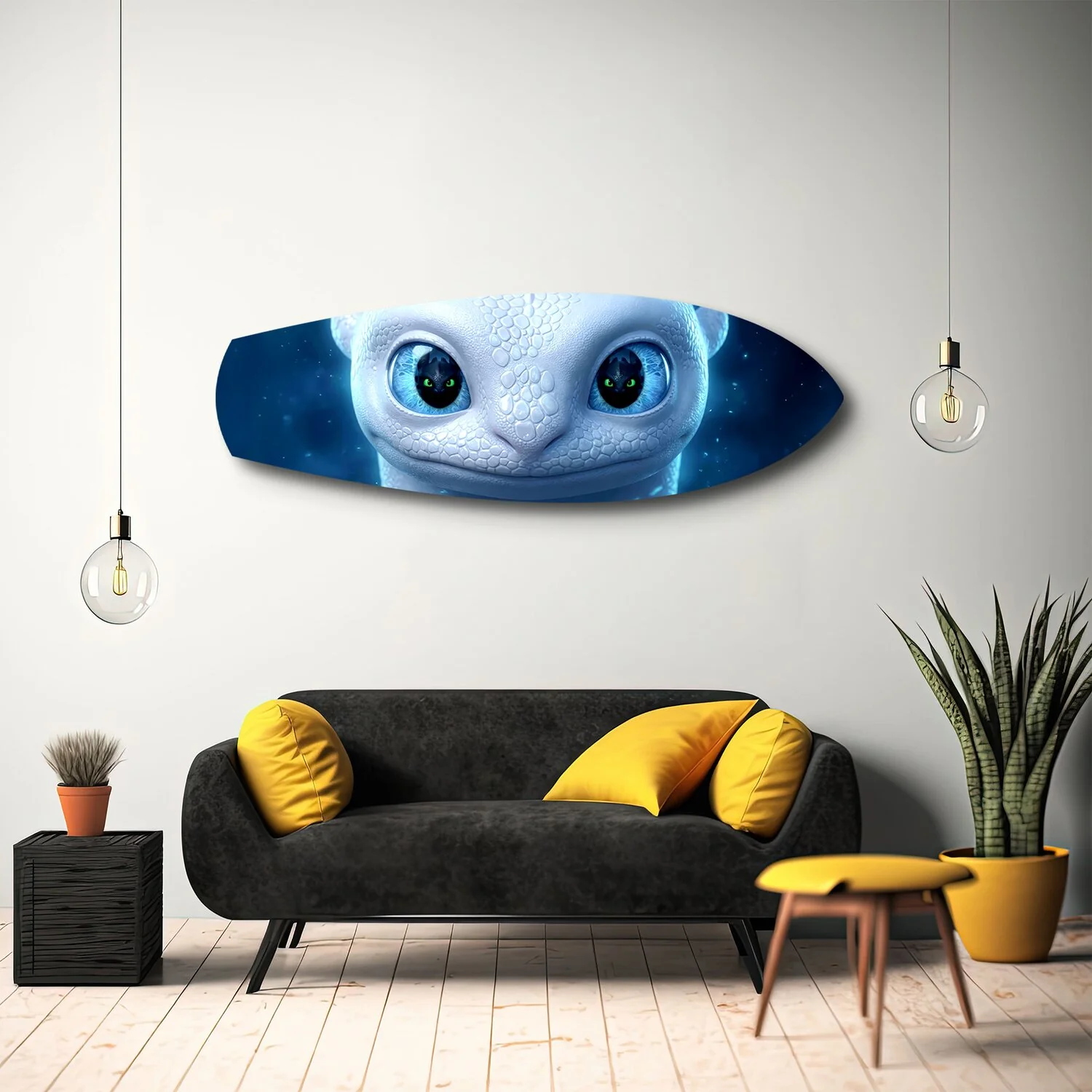 White Dragon Blue Eyes Glass Wall Art - Image 10