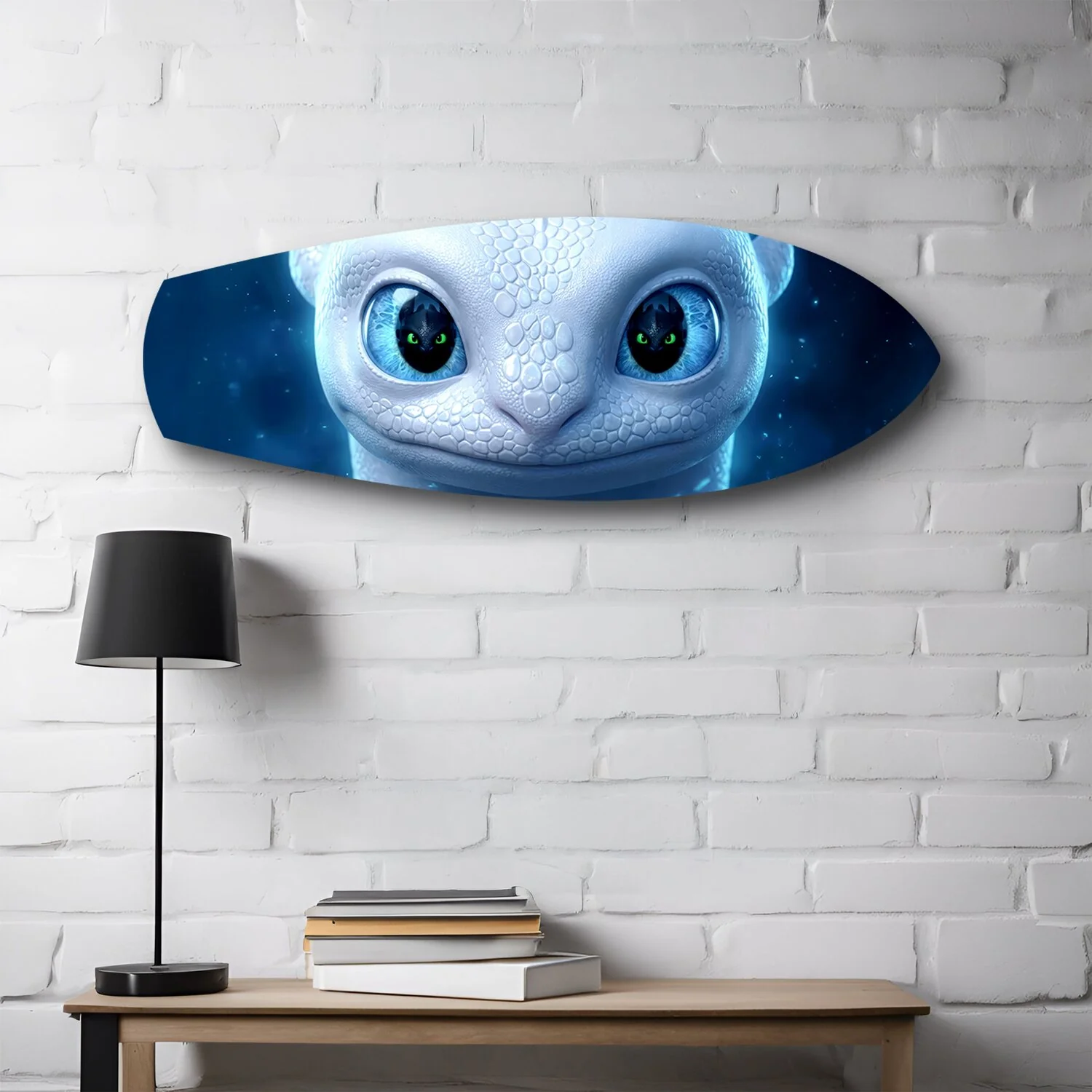 White Dragon Blue Eyes Glass Wall Art - Image 2