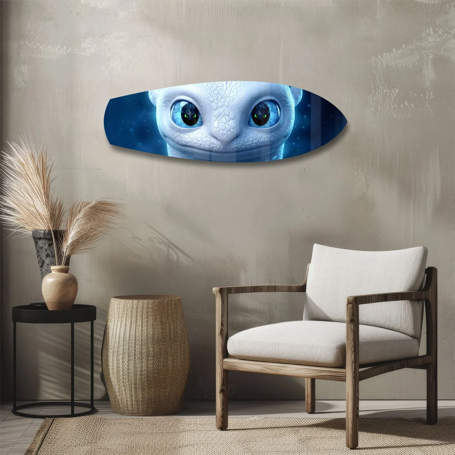 White Dragon Blue Eyes Glass Wall Art - Image 3