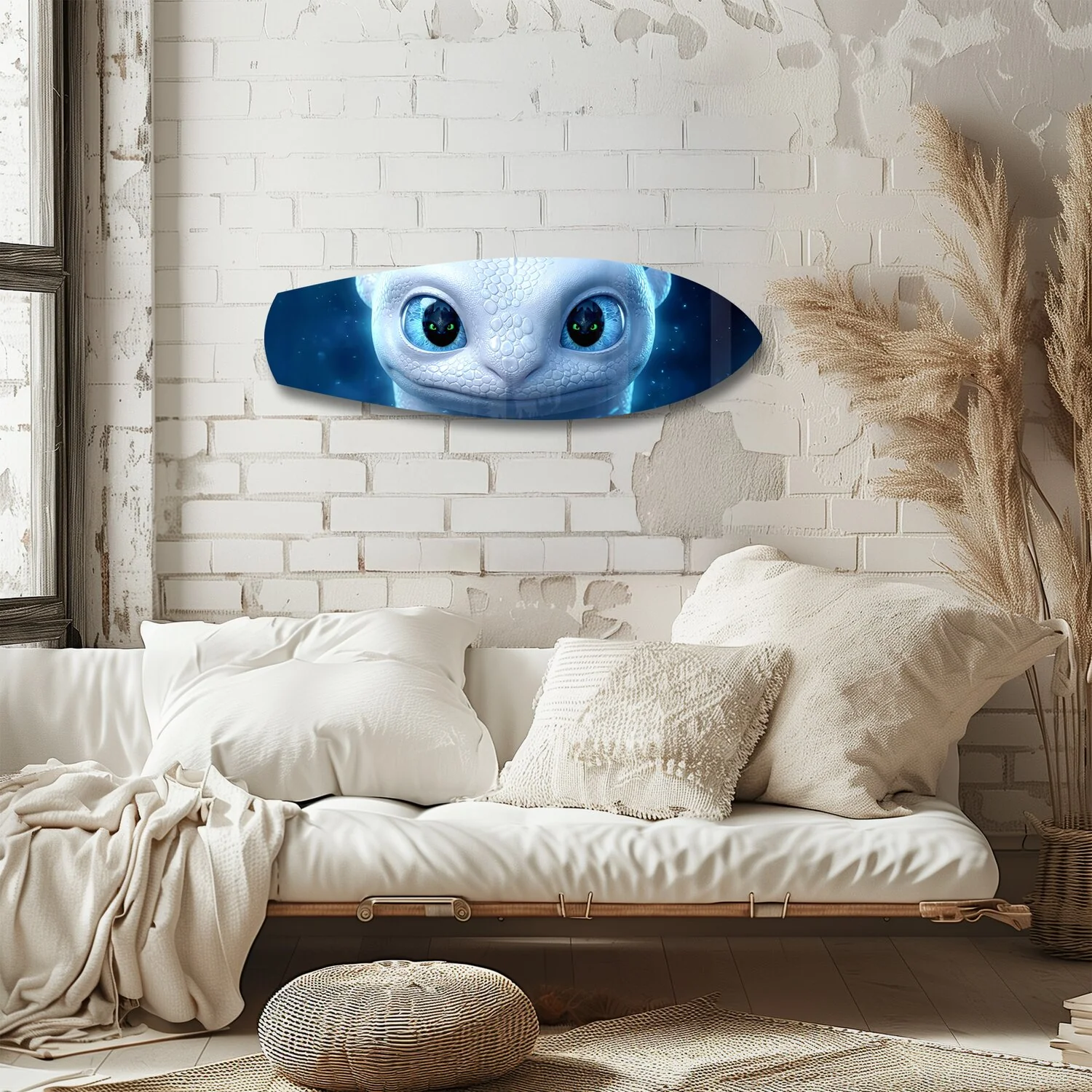 White Dragon Blue Eyes Glass Wall Art - Image 4