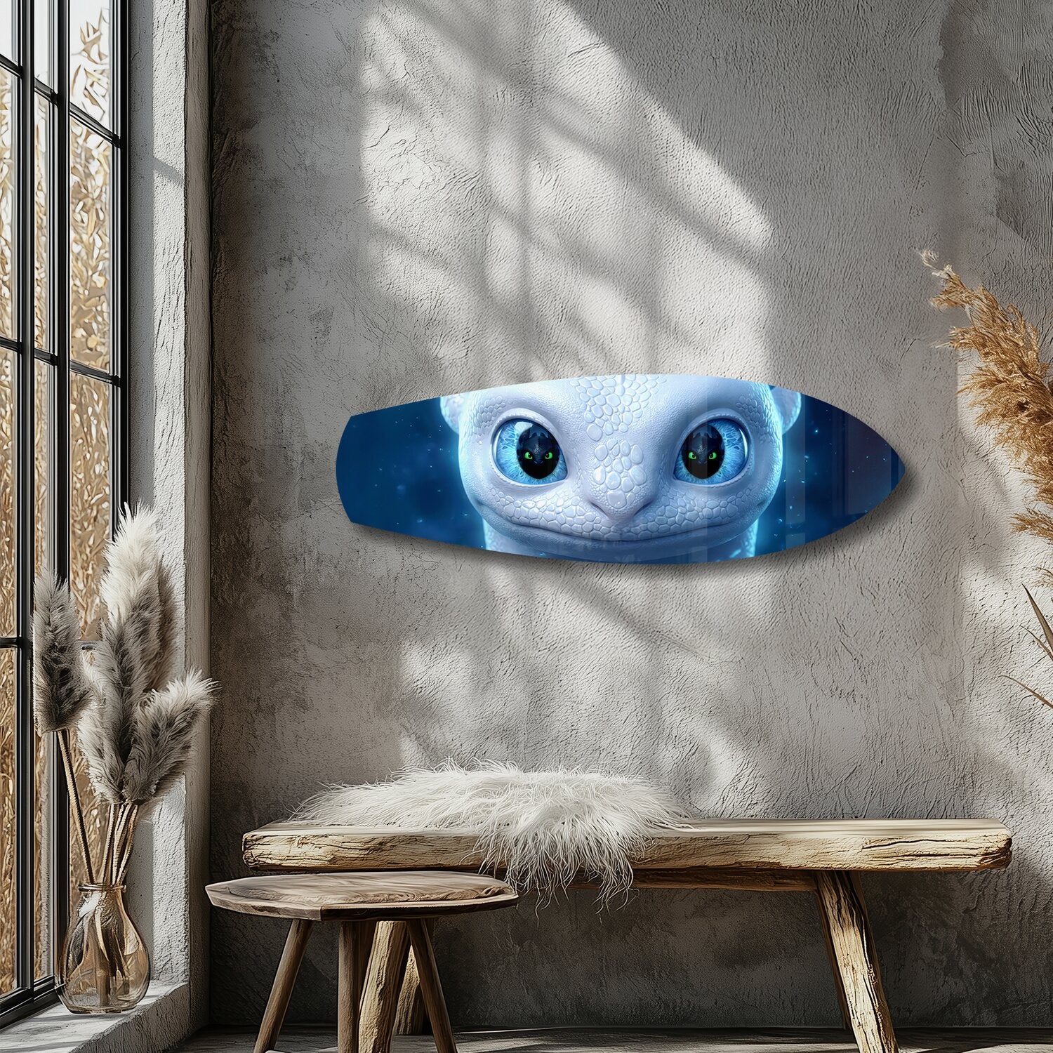 White Dragon Blue Eyes Glass Wall Art - Image 5