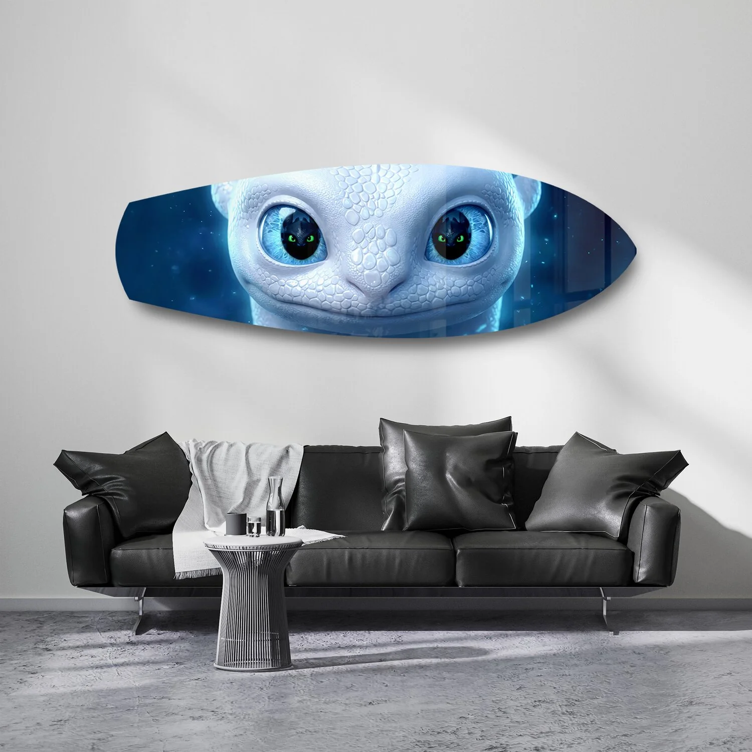 White Dragon Blue Eyes Glass Wall Art - Image 7