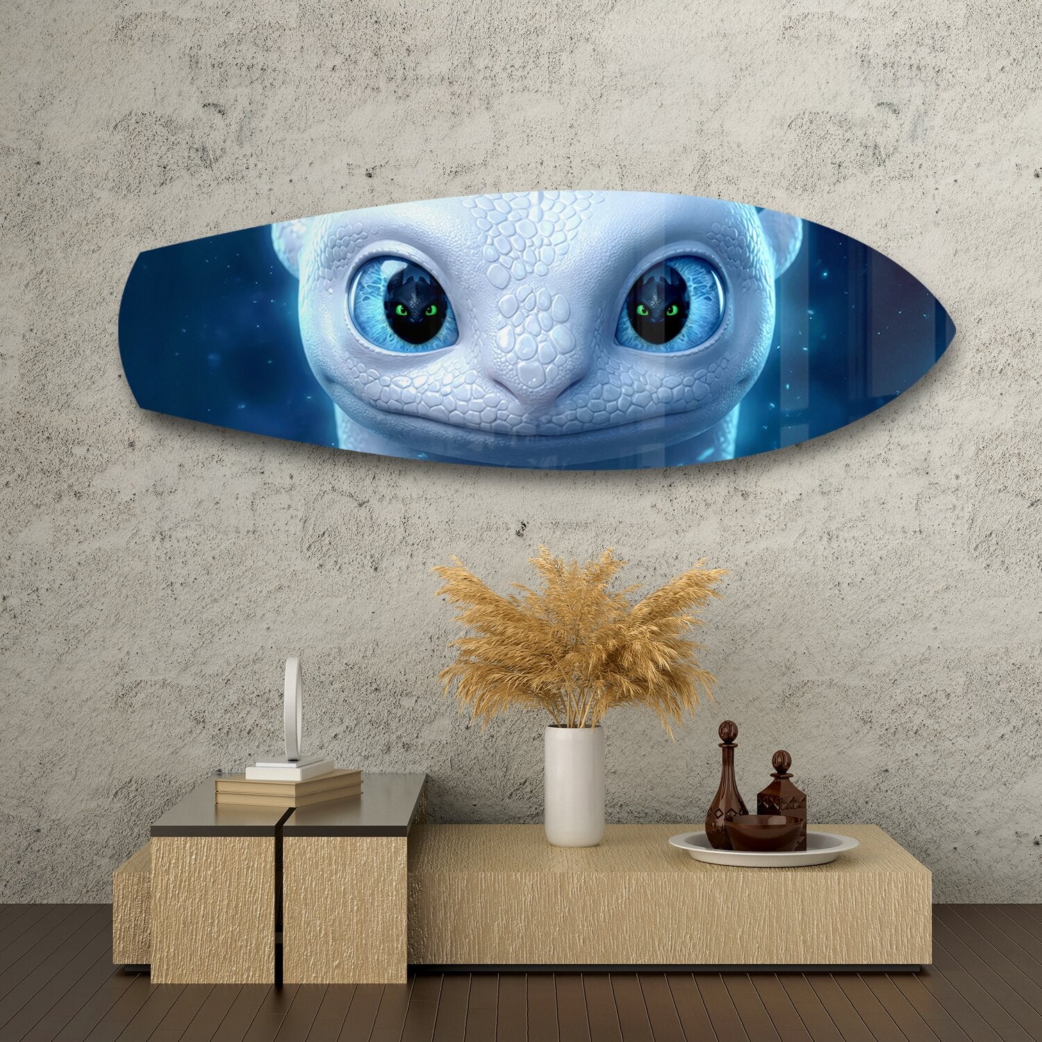 White Dragon Blue Eyes Glass Wall Art - Image 8