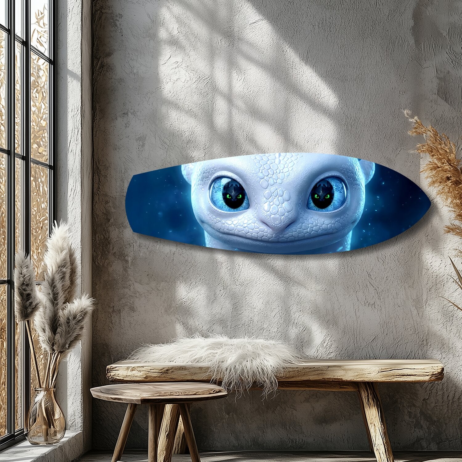 White Dragon Blue Eyes Glass Wall Art - Image 9
