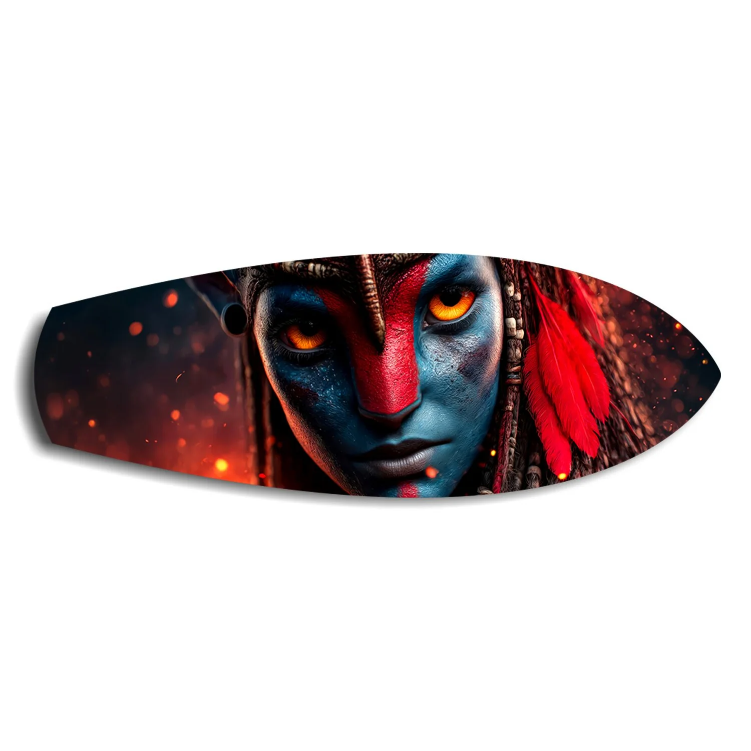 Blue Tribal Warrior Sci-Fi Glass Wall Art