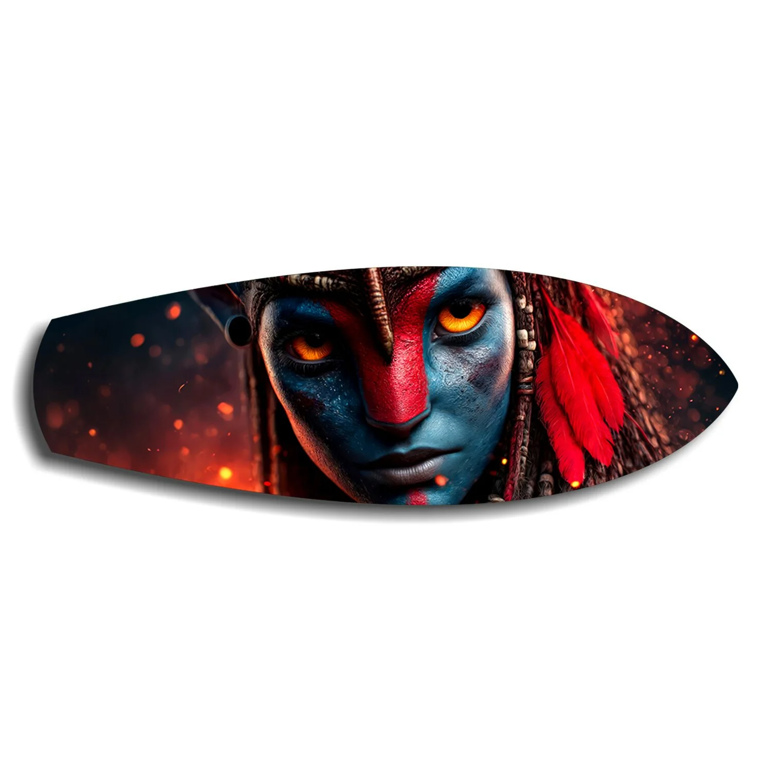 Blue Tribal Warrior Sci-Fi Glass Wall Art - Image 6