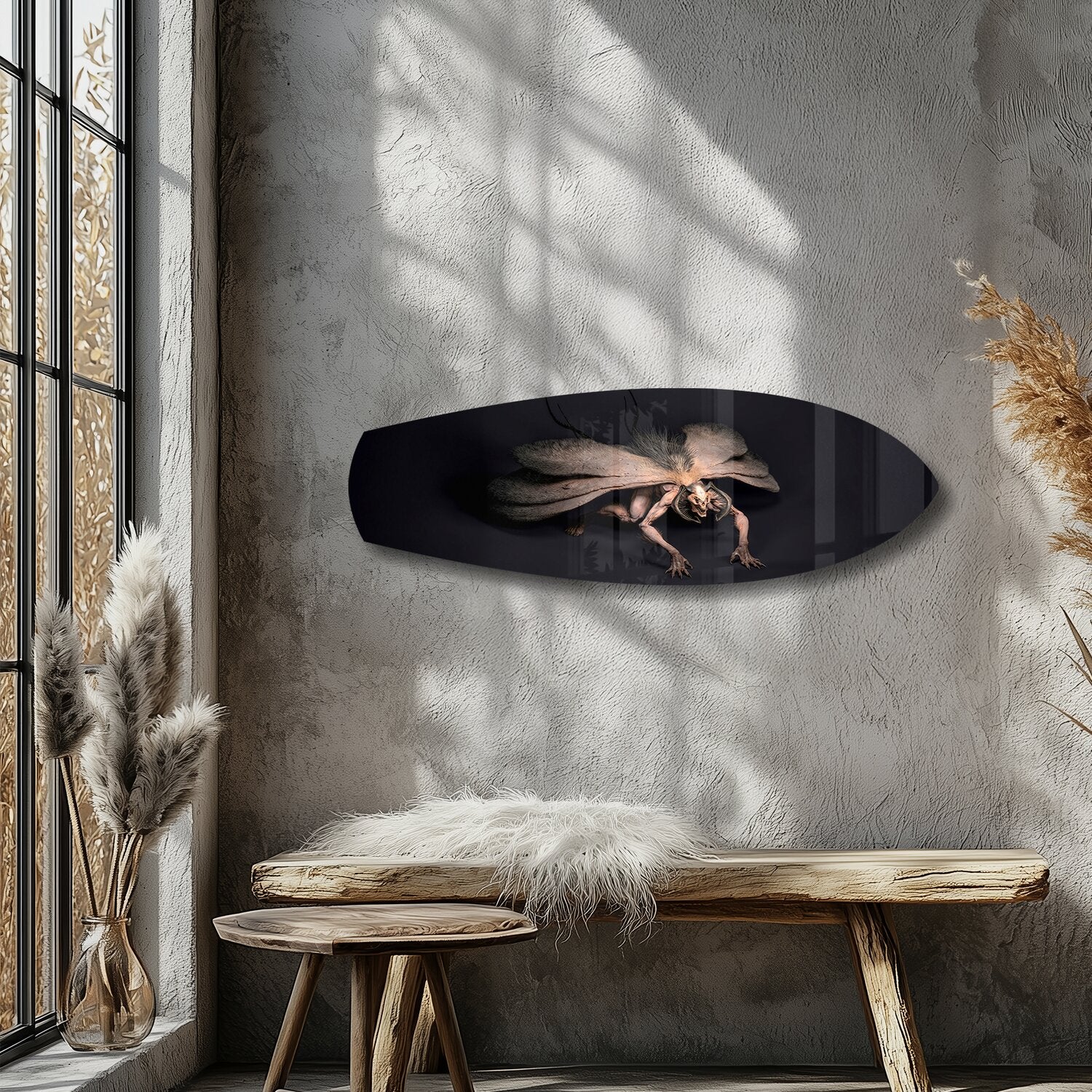 Dark Horned Creature Fantasy Glass Wall Art - Image 5