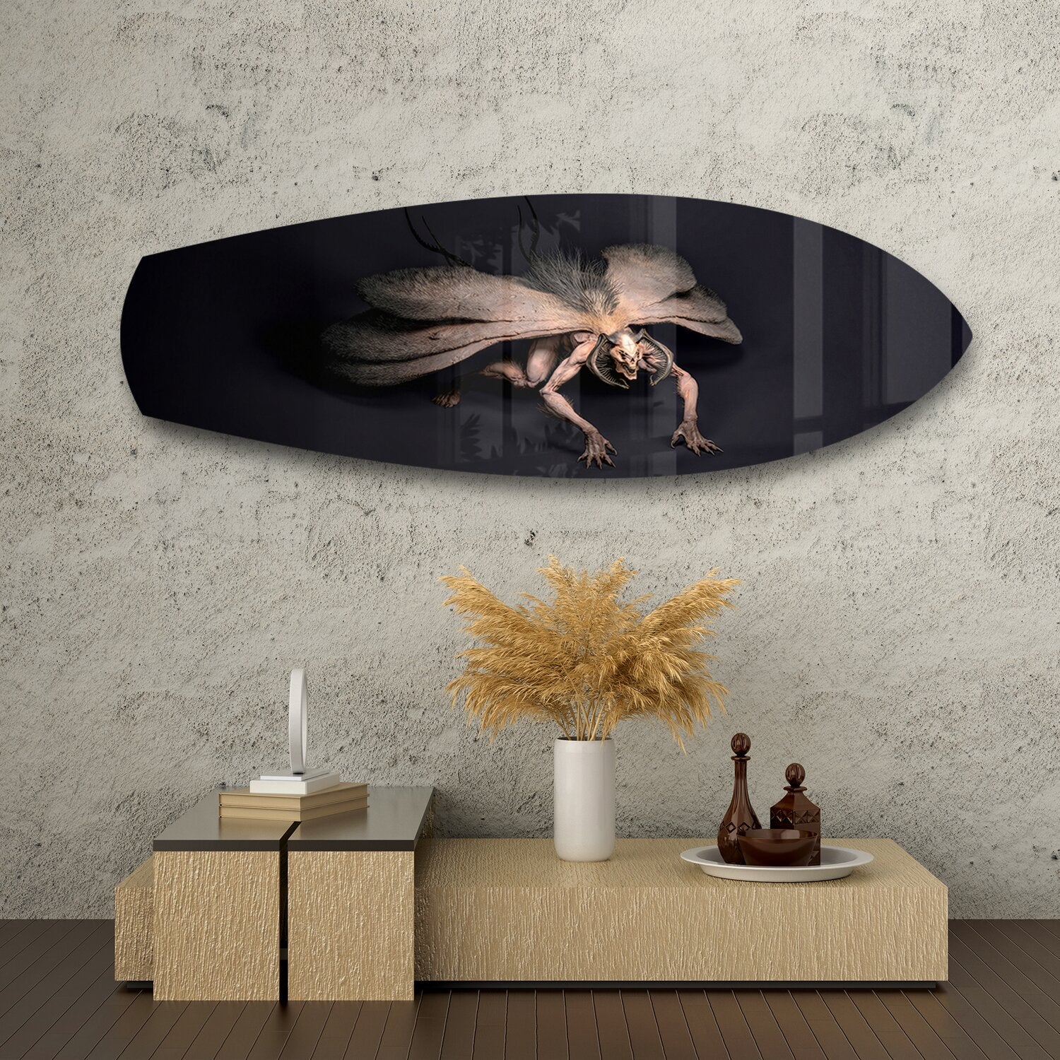 Dark Horned Creature Fantasy Glass Wall Art - Image 8